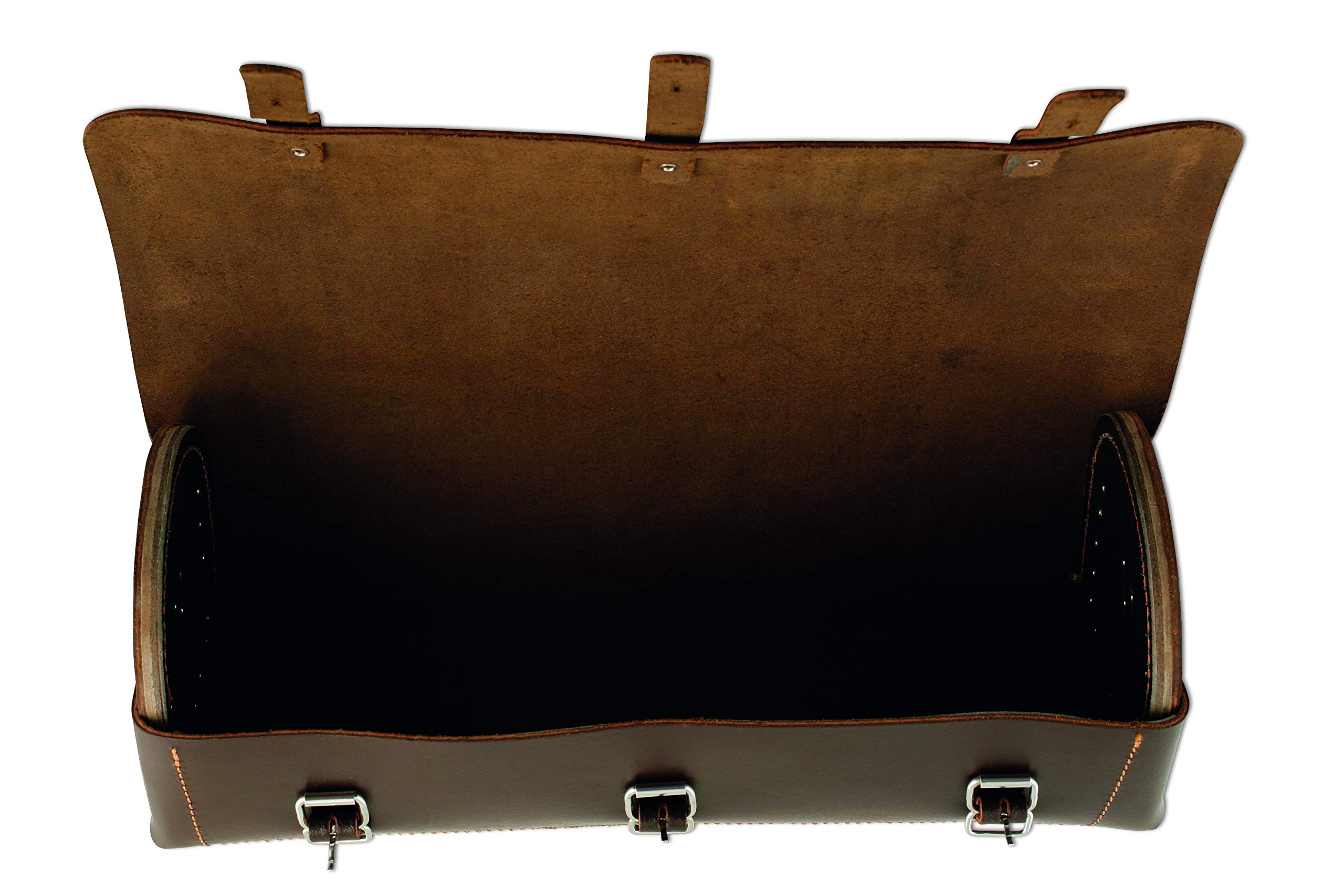 77127 Classic Leather Tool Bag for Professionals - Black, Brown, Silver | Durable Work Bag for Electricians, Plumbers & Carpenters | Heavy Duty Construction Tool Organizer