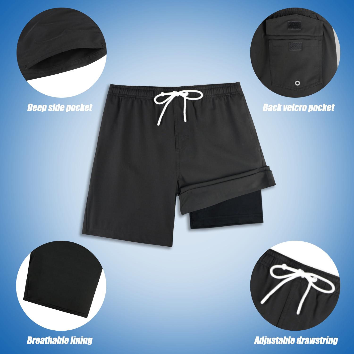 Upgraded Boys Swim Trunks with Compression Liner & Rash Guard Set - UPF 50+ Sun Protection for Toddlers - Perfect for Beach, Pool & Summer Water Activities