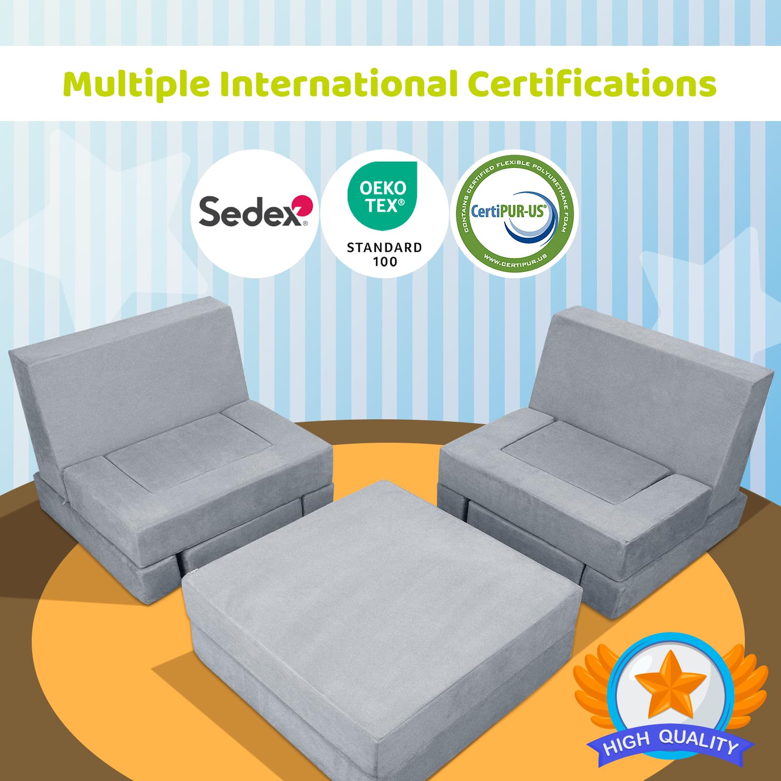 11-Piece Kids Play Couch Set - Premium Toddler Sofa for Children & Teens - Soft Play Furniture for Bedroom, Playroom & Living Room - Perfect Gift for Creative Boys & Girls - Great for Reading Nooks, Fort Building & Imaginative Play