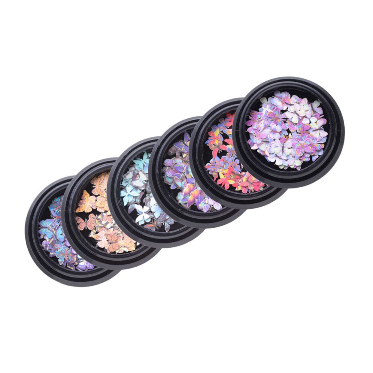 KALLORY 3D Nail Art Stickers - 6 Boxes of Miniature Nail Decorations for Manicure | Self-Adhesive Nail Flakes & Paper Nail Stickers | Perfect for DIY Nail Art, Salon Use, Parties & Gifts