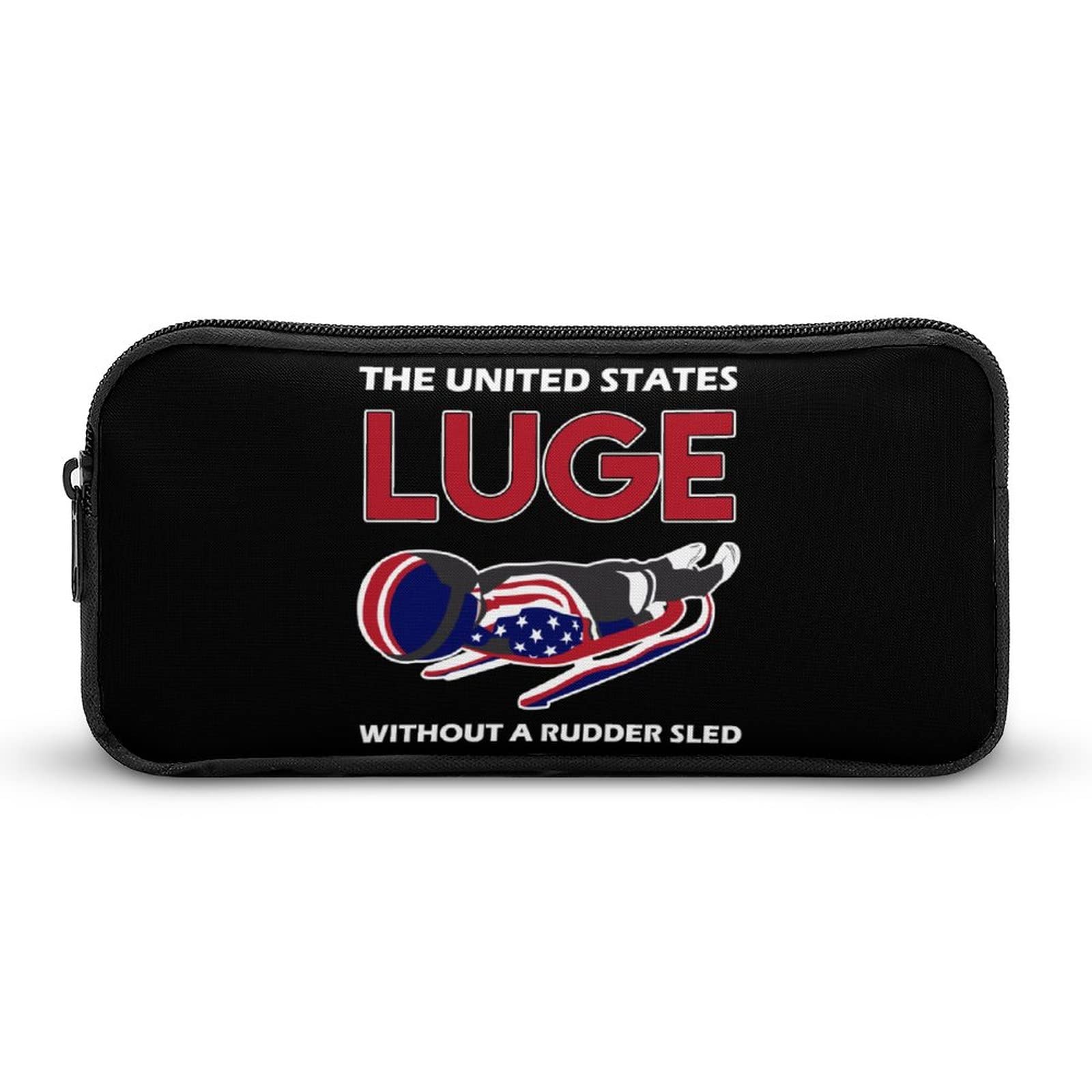 USA Luge Ice Sports Pencil Case - Multi-Purpose Pen Holder, Coin Pouch & Makeup Bag - Travel Organizer for School, Office & Gym - Unisex Storage Solution for Stationery, Cosmetics & Small Items
