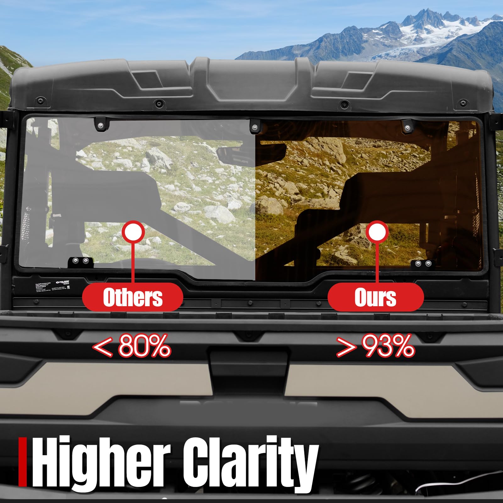 Tinted Rear Window for 2017-2025 Polaris Ranger XP 1000 & Crew | UTV PRO Dark Back Windshield Accessories | Perfect for Off-Roading, Hunting & Farm Work