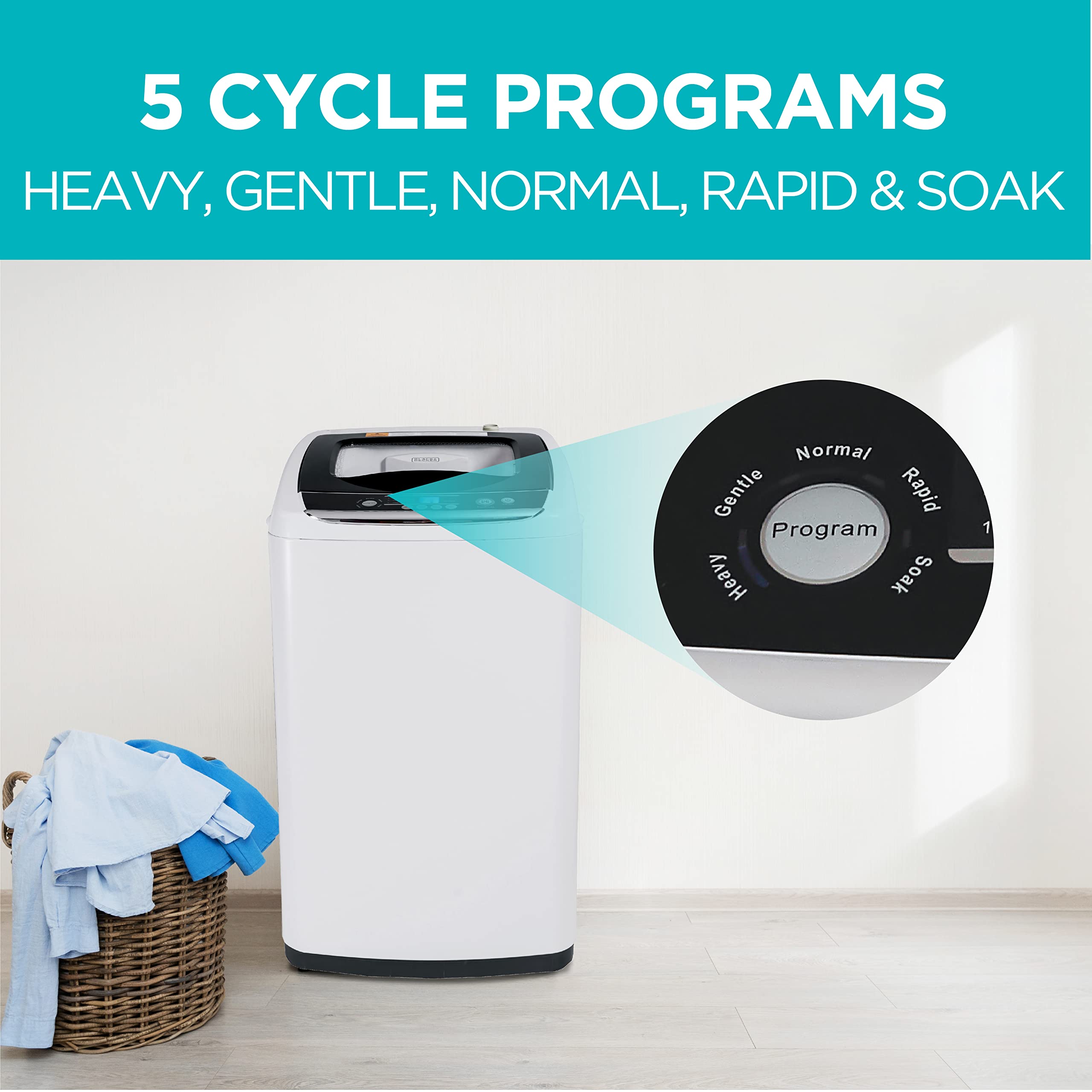 BLACK+DECKER 6 Place Setting Portable Dishwasher with 0.9 Cu. Ft. Compact Washer - Perfect for Small Apartments, RVs & Dorm Rooms | Energy Efficient Countertop Dishwasher Bundle for Easy Cleaning