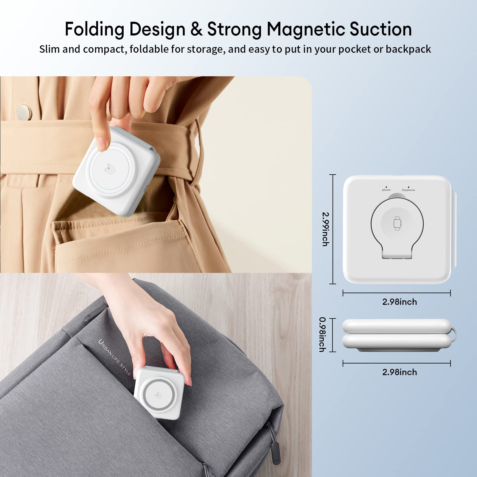3-in-1 Magnetic Wireless Charging Station - Fast Foldable Travel Charger for iPhone, Apple Watch & AirPods (Adapter Not Included) | Perfect for Home, Office & Travel Charging Multiple Devices Simultaneously
