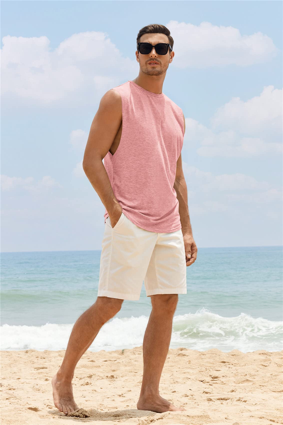 Gafeng Men's Workout Tank Tops - Muscle Cut Off Sleeveless Gym Shirts for Bodybuilding & Training - Breathable Cotton Athletic T-Shirts - Perfect for Gym, Running & Outdoor Workouts