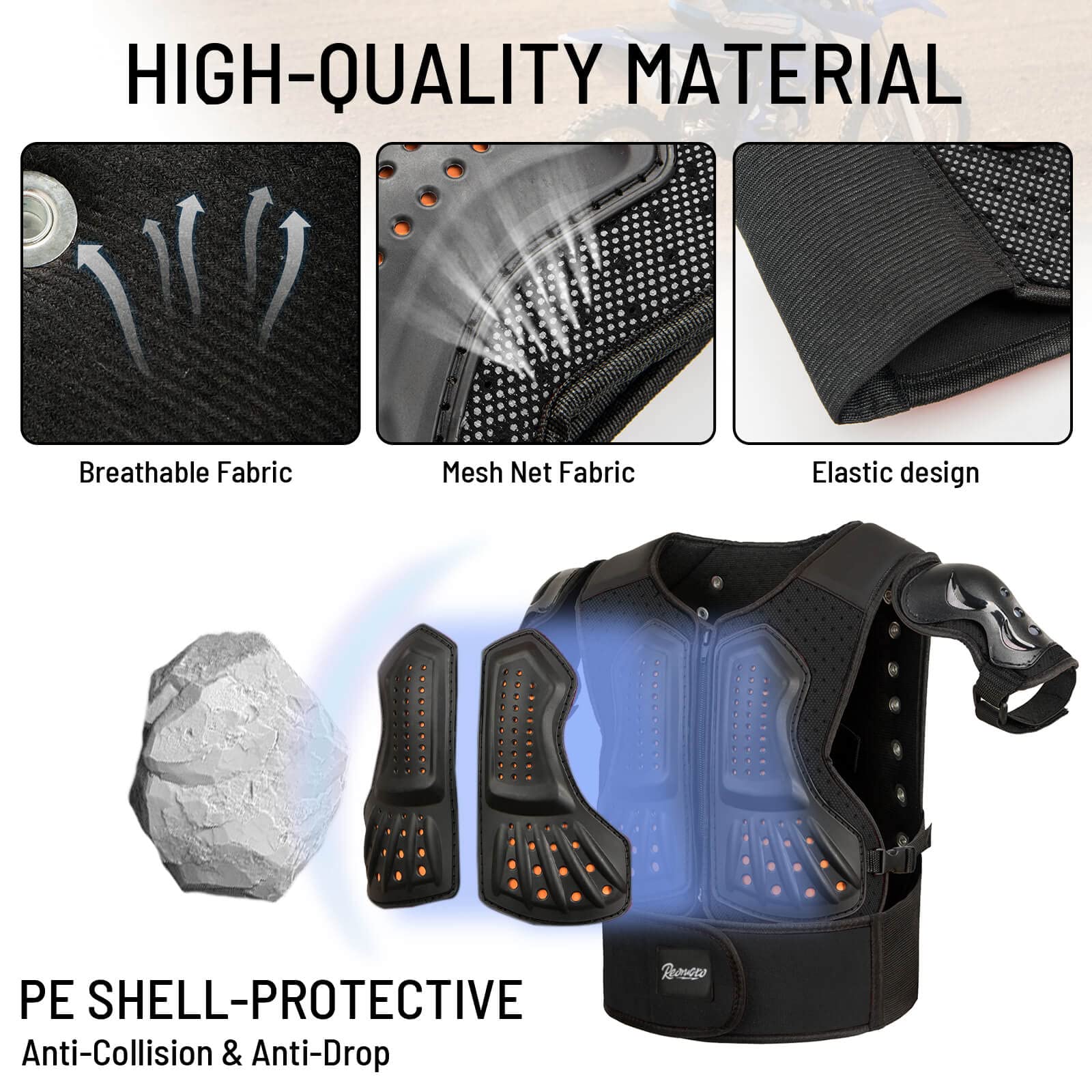 Reomoto Kids Protective Gear Set - Motorcycle Armor Suit for Dirt Bike, Cycling, Skating & Off-Road Riding | Impact Protection for Young Riders | Ideal for Motocross, BMX, Skateboarding & Winter Sports