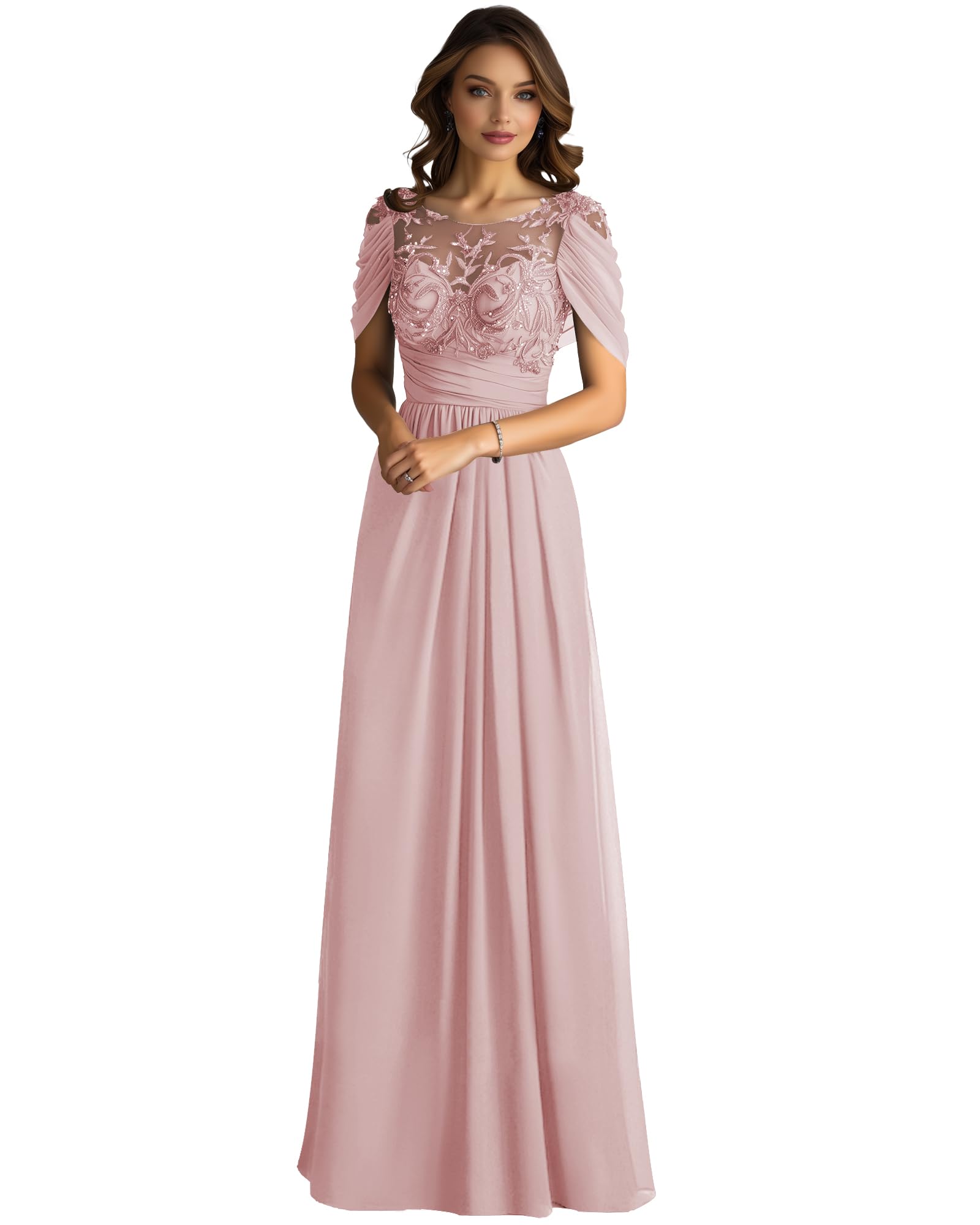 Elegant JAEDEN Mother of The Bride Dress - Long Lace Groom's Mother Dress with Pleated Chiffon for 2025 Weddings | Perfect for Formal Ceremonies, Receptions & Special Occasions