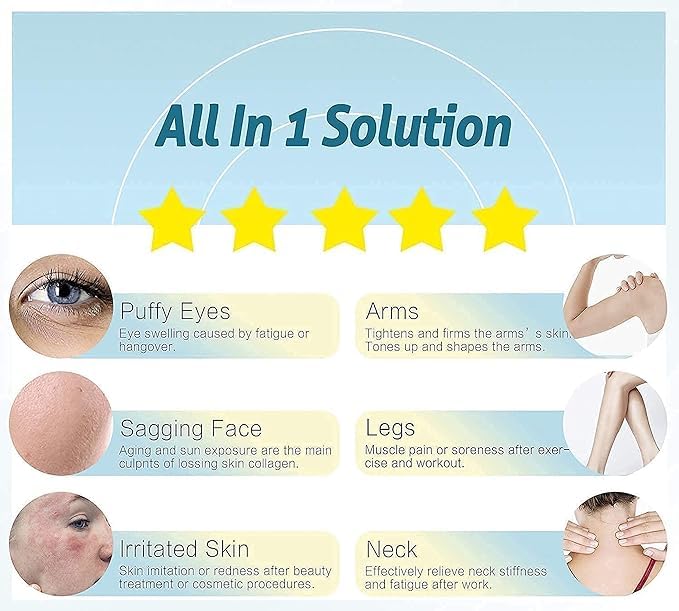 SD Enriching Beauty Ice Roller for Face - 2 in 1 Cooling Face Massager & Eye Roller for Puffy Eyes, Migraine Relief, Wrinkle Reduction & Muscle Soreness - Skin Care Tools for Glowing Complexion | Perfect for Morning Routine, Post-Workout Recovery & Spa Treatments