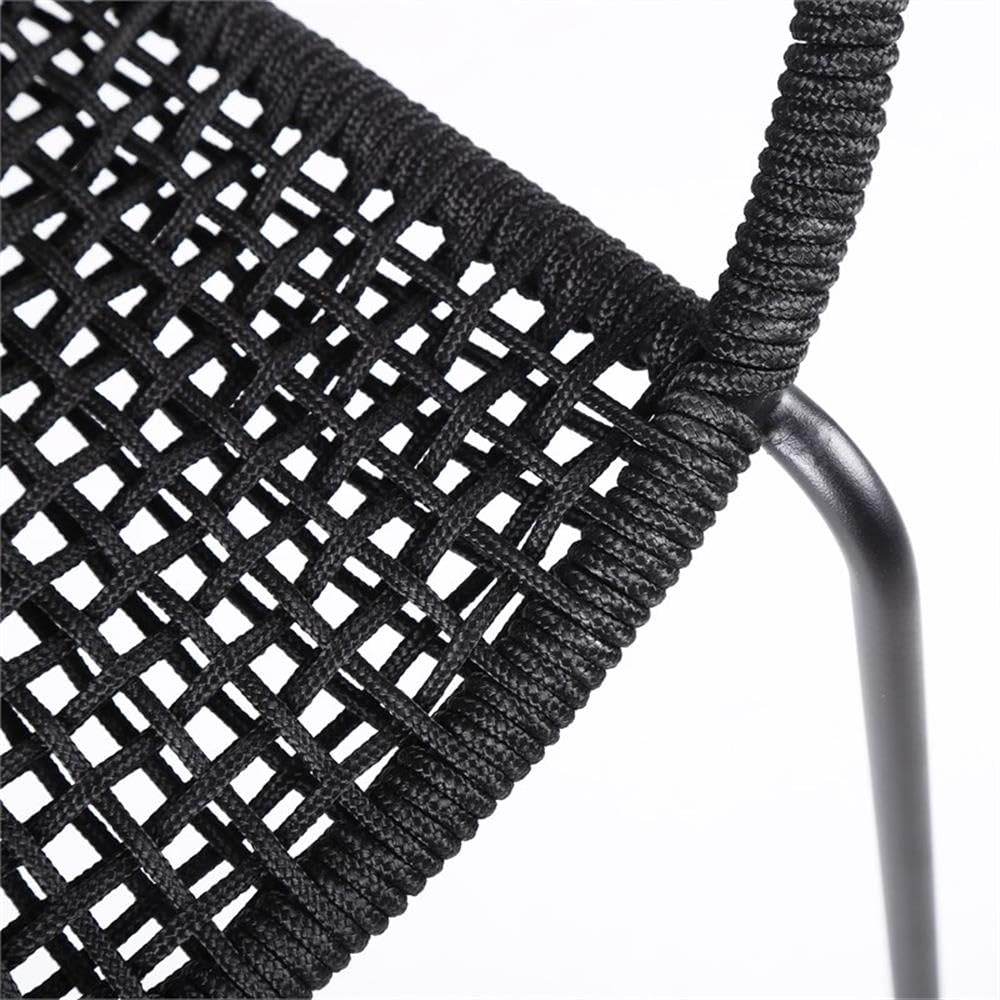 Armen Living Modern Stackable Steel Dining Chair with Black Rope - Indoor Outdoor Patio Furniture Set of 2 - Perfect for Dining Rooms, Kitchenettes, and Backyard Entertaining