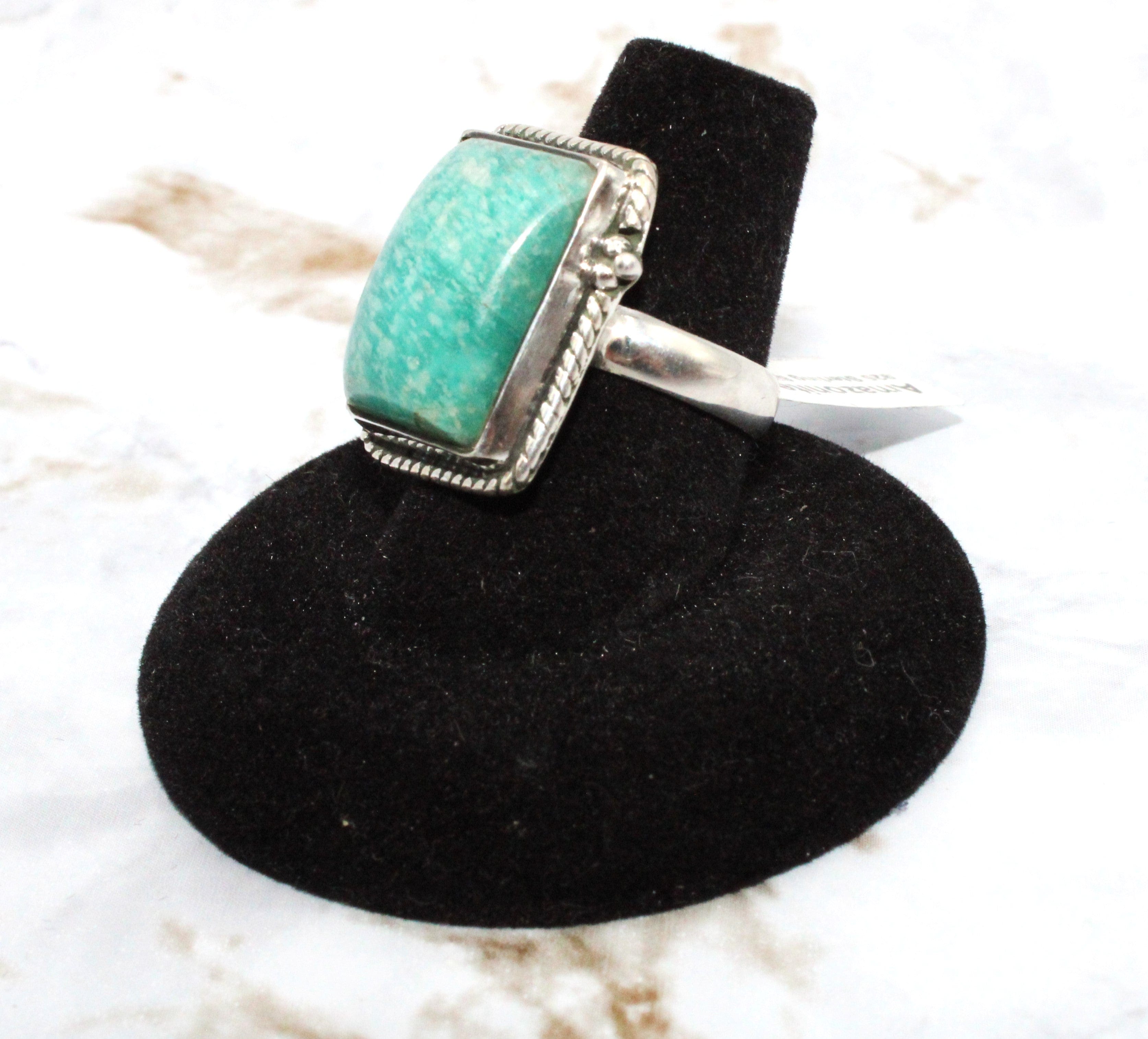 Amazonite Sterling Silver Ring for Women - Size 7 - Handmade Gemstone Jewelry - Perfect for Everyday Wear & Special Occasions