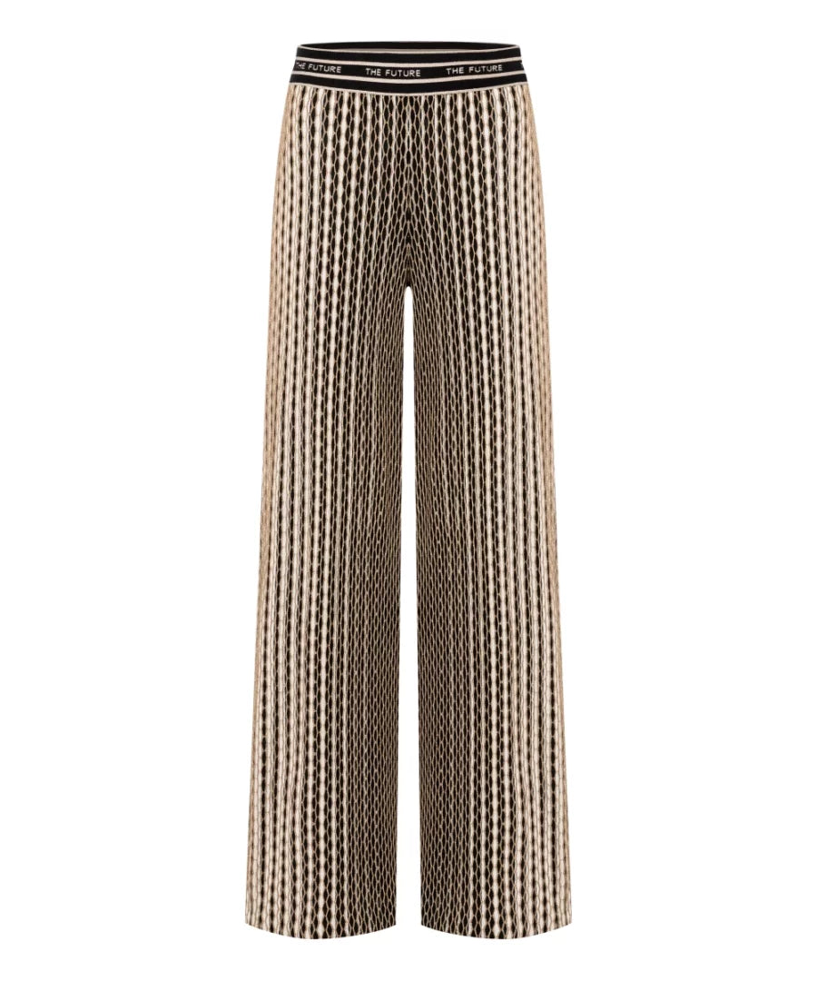 Allison Women's Trousers with Golden Diamond Design - Stylish Comfort Pants for Work, Office & Casual Wear