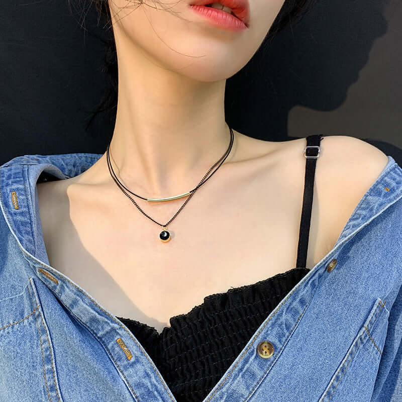 Trendy Black Leather Choker Necklace for Women - Gothic Layering Choker Pendant Necklace | Perfect for Parties, Halloween, Cosplay & Everyday Fashion Accessories