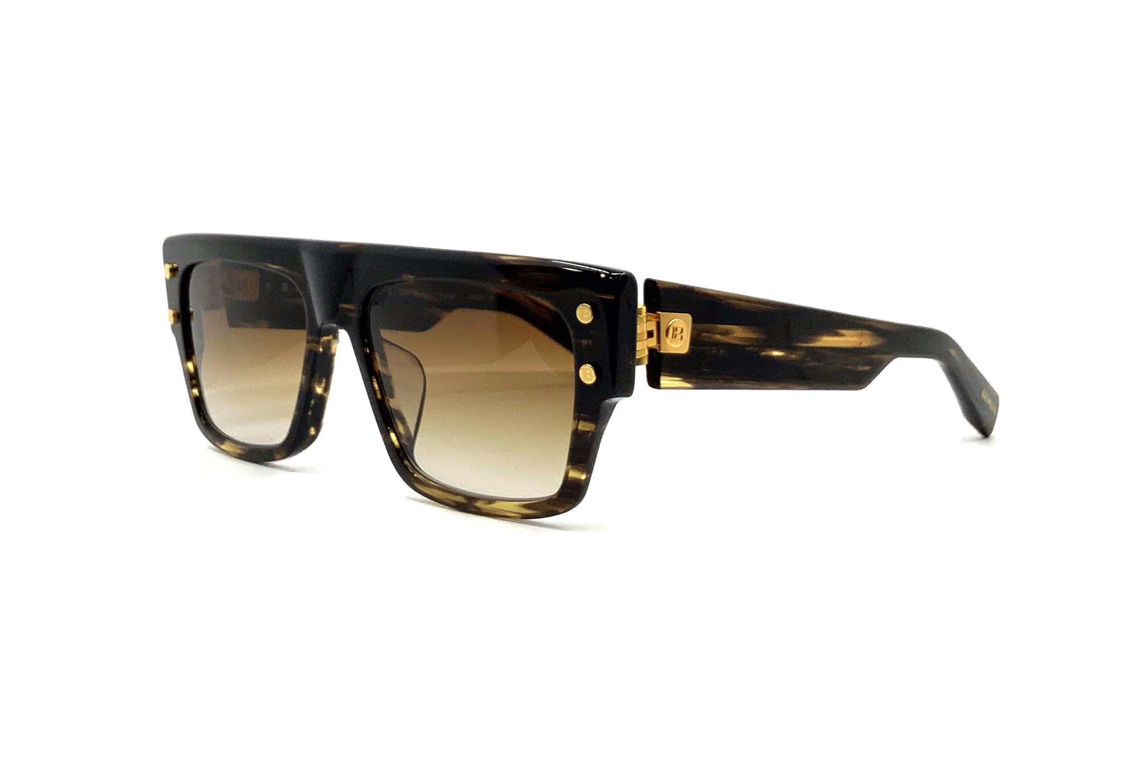 Balmain B III Sunglasses - Brown & Gold Aviator Style for Men & Women | UV Protection, Luxury Fashion Accessory for Outdoor, Driving, and Travel