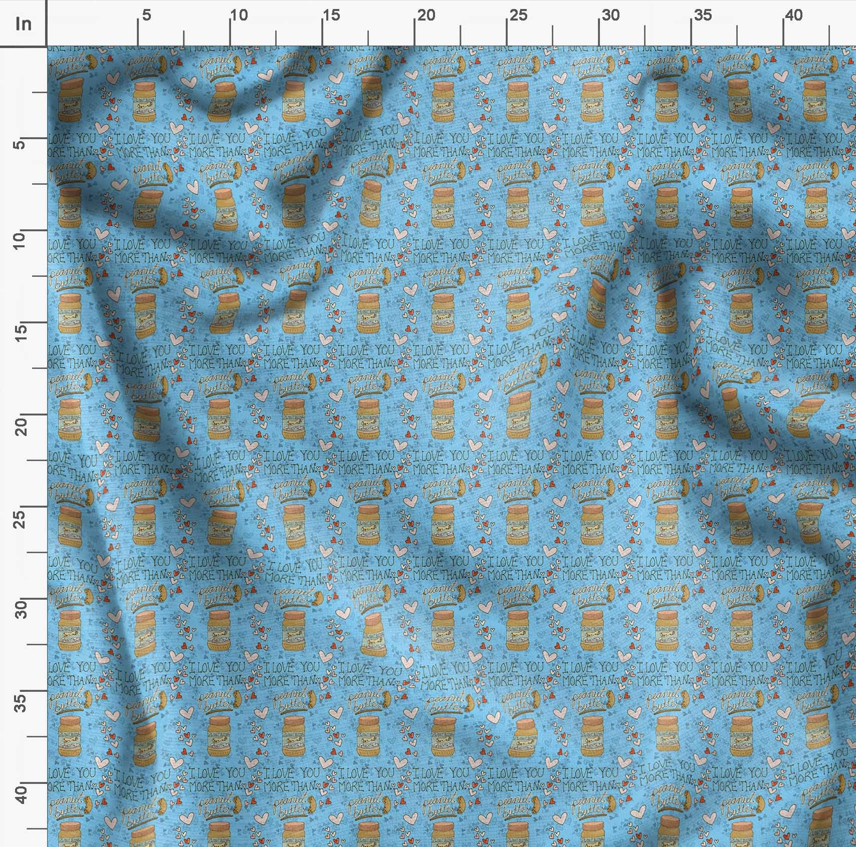 Soimoi Poly Georgette Blue Fabric by The Yard - 52 Inch Wide Textured Peanut Butter Food Print Material for DIY Crafts, Quilting, Dressmaking & Home Decor - Nutty Playful Design Lightweight Fabric