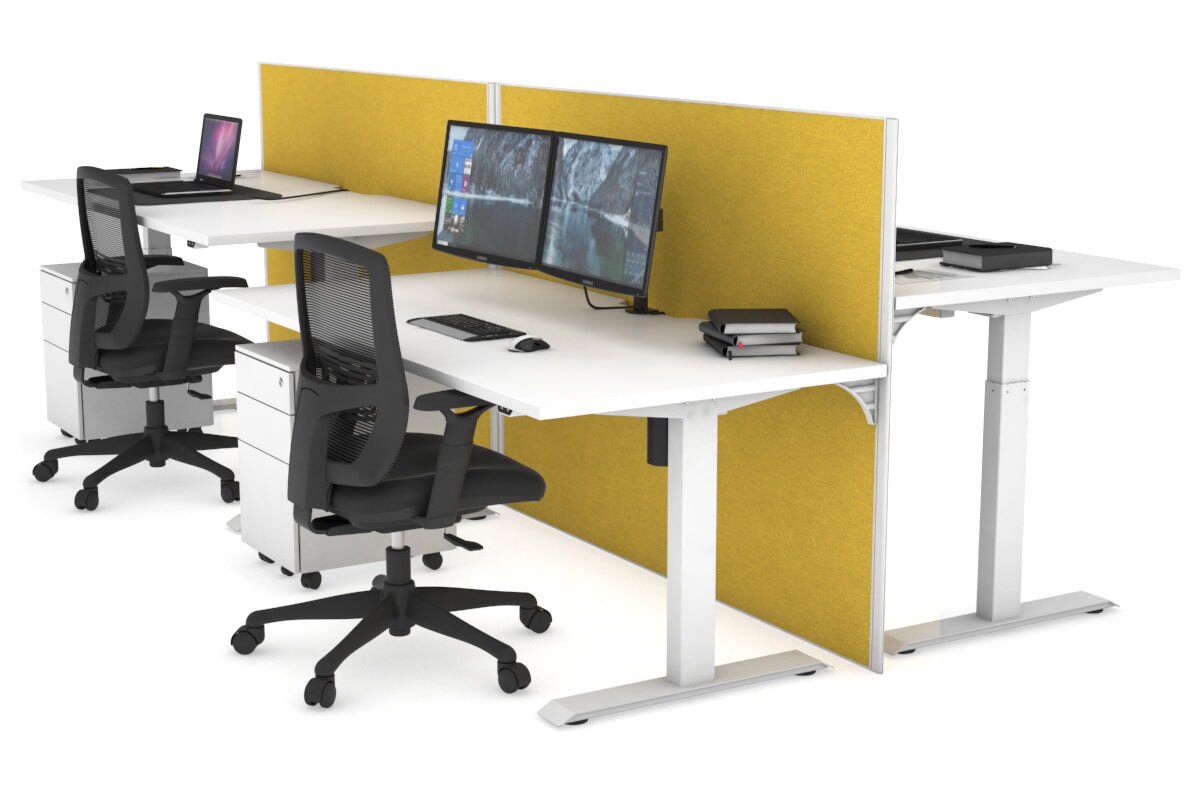 Just Right Height Adjustable 4-Person Workbench | 1400L x 800W Office Desk with Cable Management | Perfect for Team Collaboration & Computer Workstations