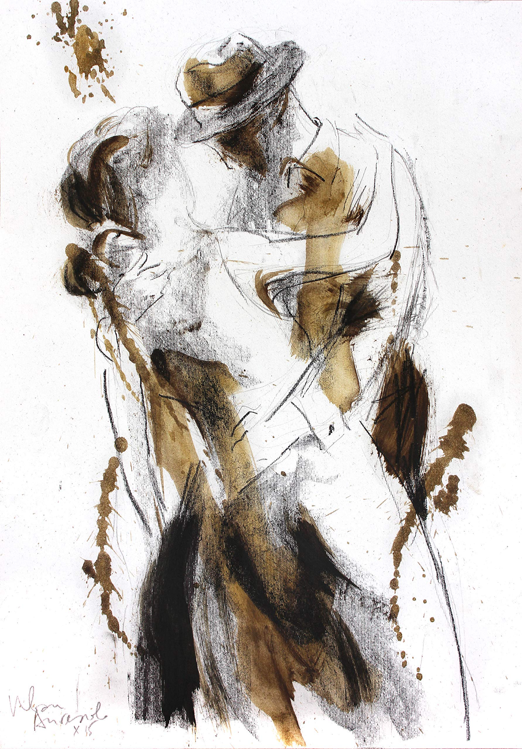 Dancing Couple Fine Art Print - Figurative Wall Decor for Bedroom, Living Room - Elegant Housewarming Gift - UNFRAMED Canvas Painting - Perfect for Romantic Home Decor & Wedding Presents