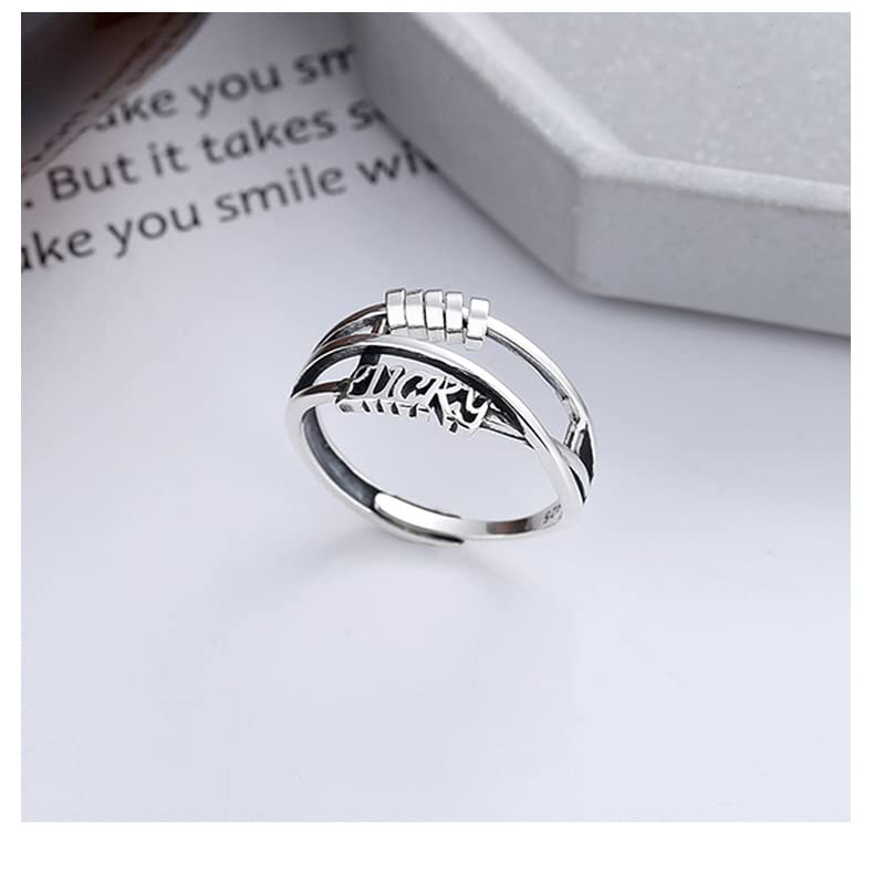Anxiety Relief Lucky Ring – 925 Sterling Silver Spinner Ring for Women & Men – Stress Relief Fidget Jewelry – Adjustable Size Elegant Design – Perfect for Anxiety, ADHD, Focus & Relaxation at Work or Home