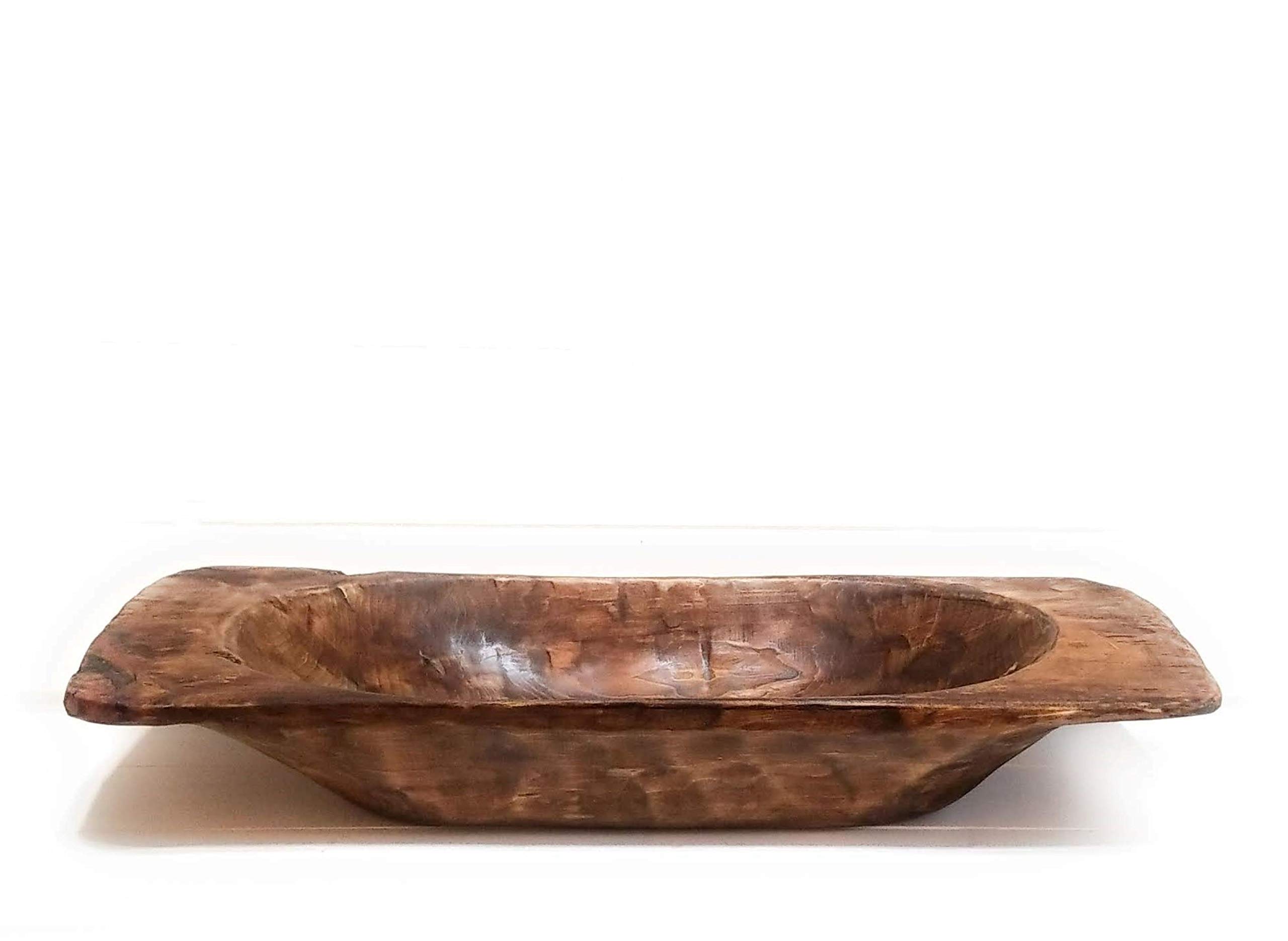 Large Decorative Wood Dough Bowl - Grand Canyon Style Rustic Table Centerpiece for Farmhouse Dining, Kitchen Decor & Wedding Decorations