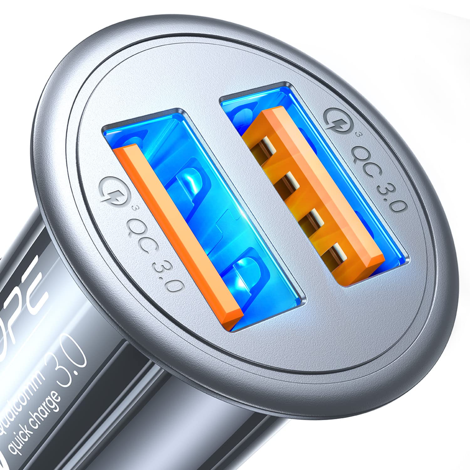 AINOPE 36W Fast Car Charger - Dual USB Port Quick Charge 3.0 Adapter - All Metal Mini Cigarette Lighter Charger Compatible with iPhone 15/14/13/12/11 Pro/X/8, Samsung Galaxy S23/S22/S21/S20/Note 20 - Perfect for Road Trips & Daily Commuting