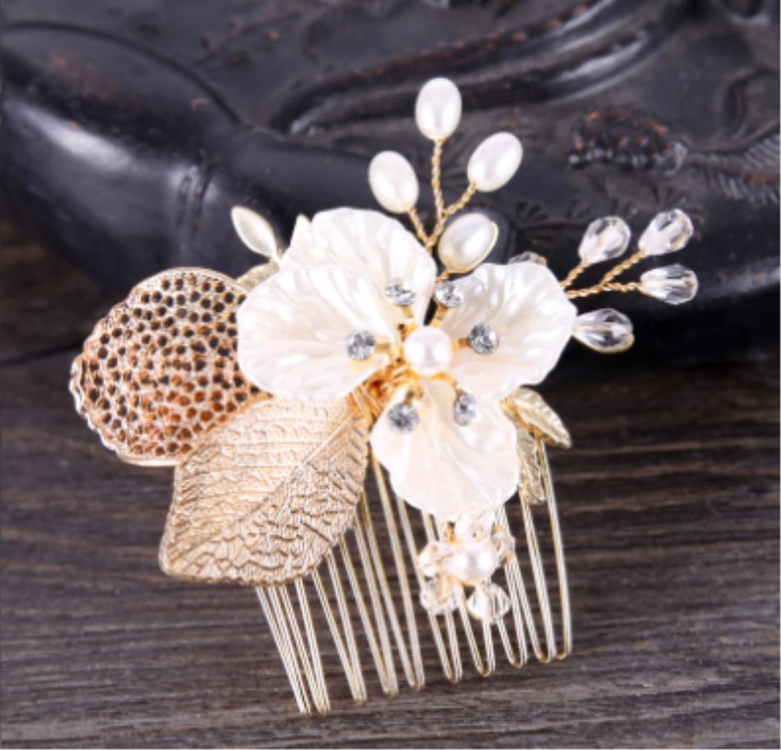 Crystal Rhinestone Pearl Bridal Hair Comb for Women - Elegant Wedding Hair Jewelry Crown & Side Comb for Brides, Prom, and Special Occasions