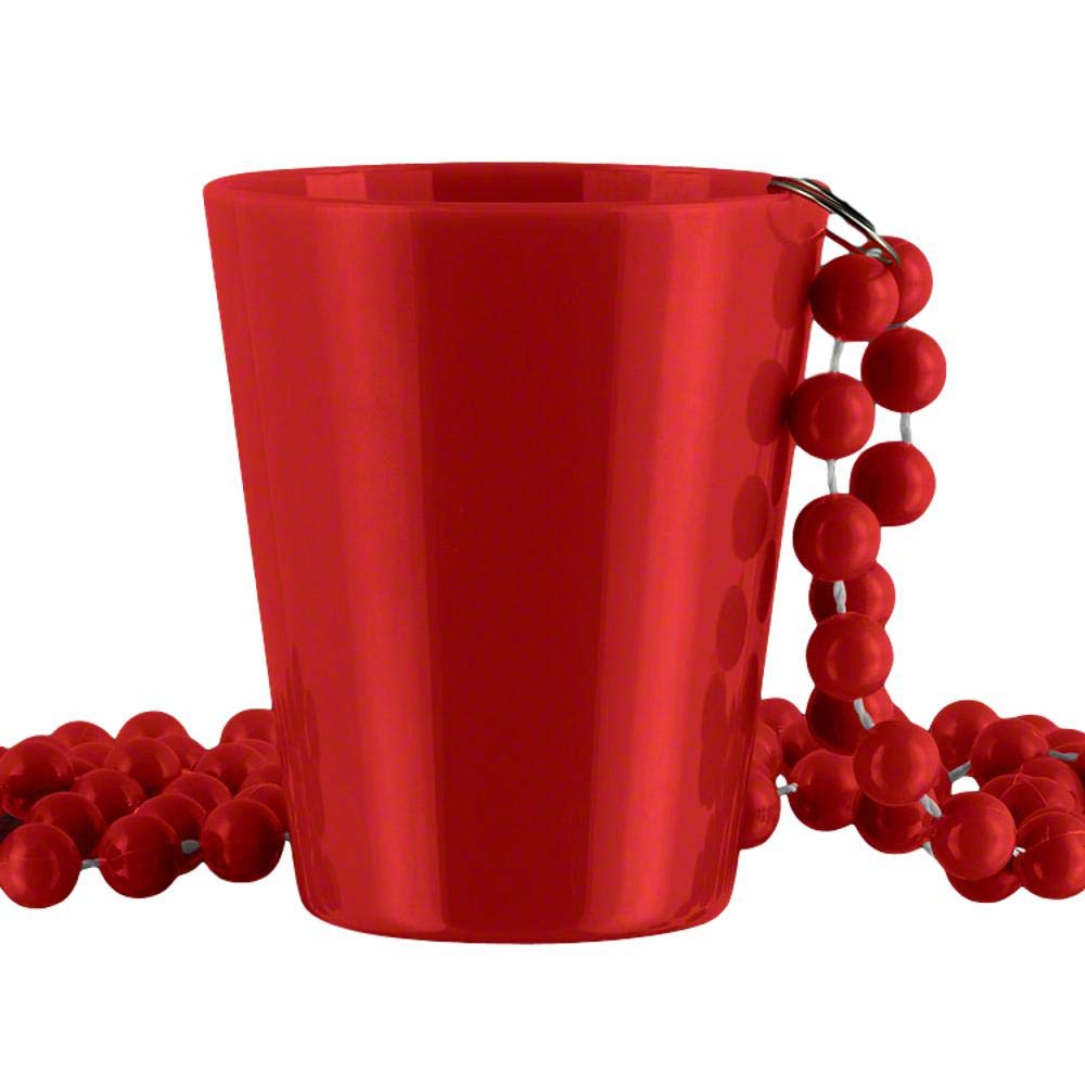 Blinkee Non-Light Up Red Shot Glass Necklace - Red Beaded Party Accessory for Bachelorette, Birthday & Bar Crawl Events