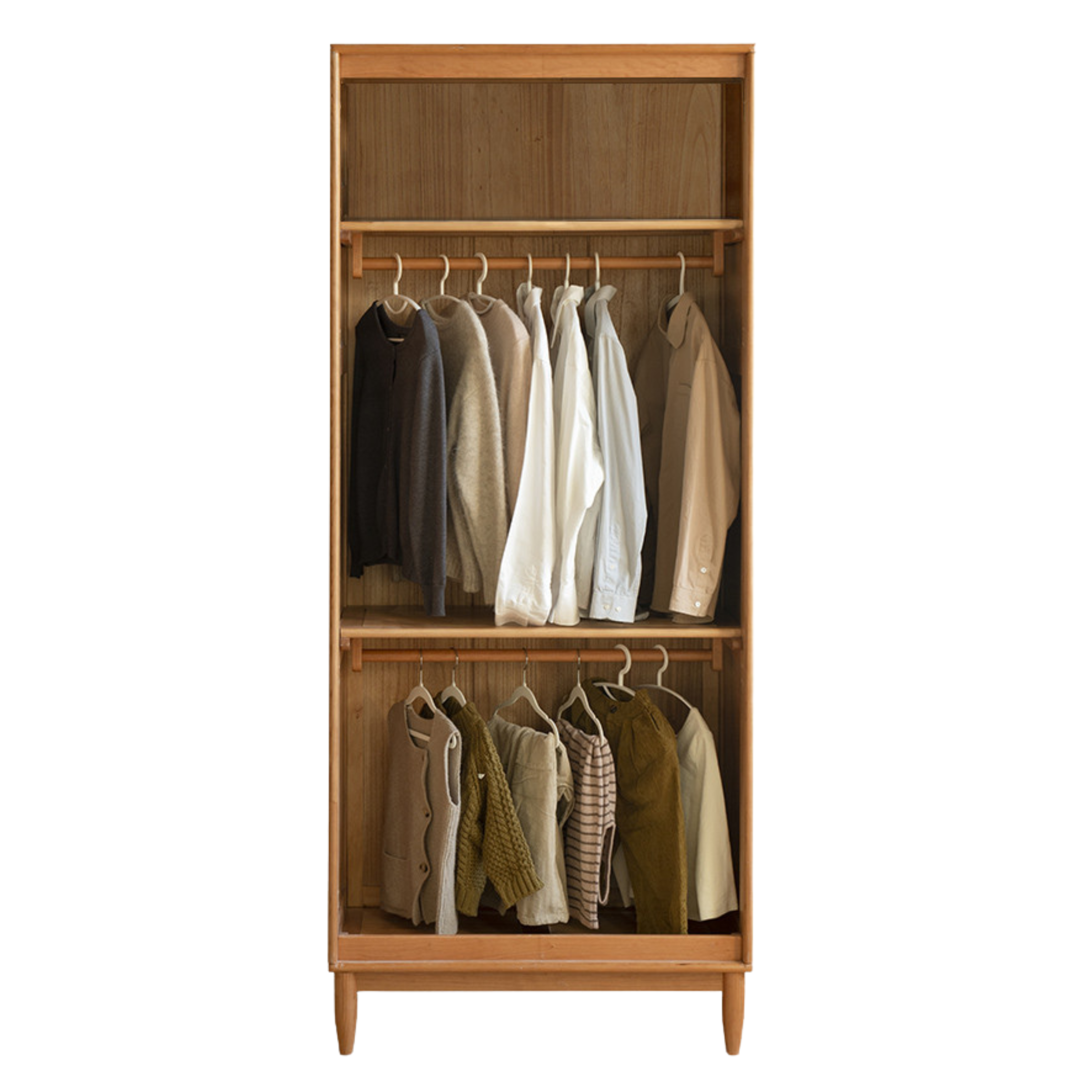 35.4x21.7x84.3inch / 90x55x214сm / Cherry color /  Cherry double door wardrobe type A (double partitions and three clothes rails)