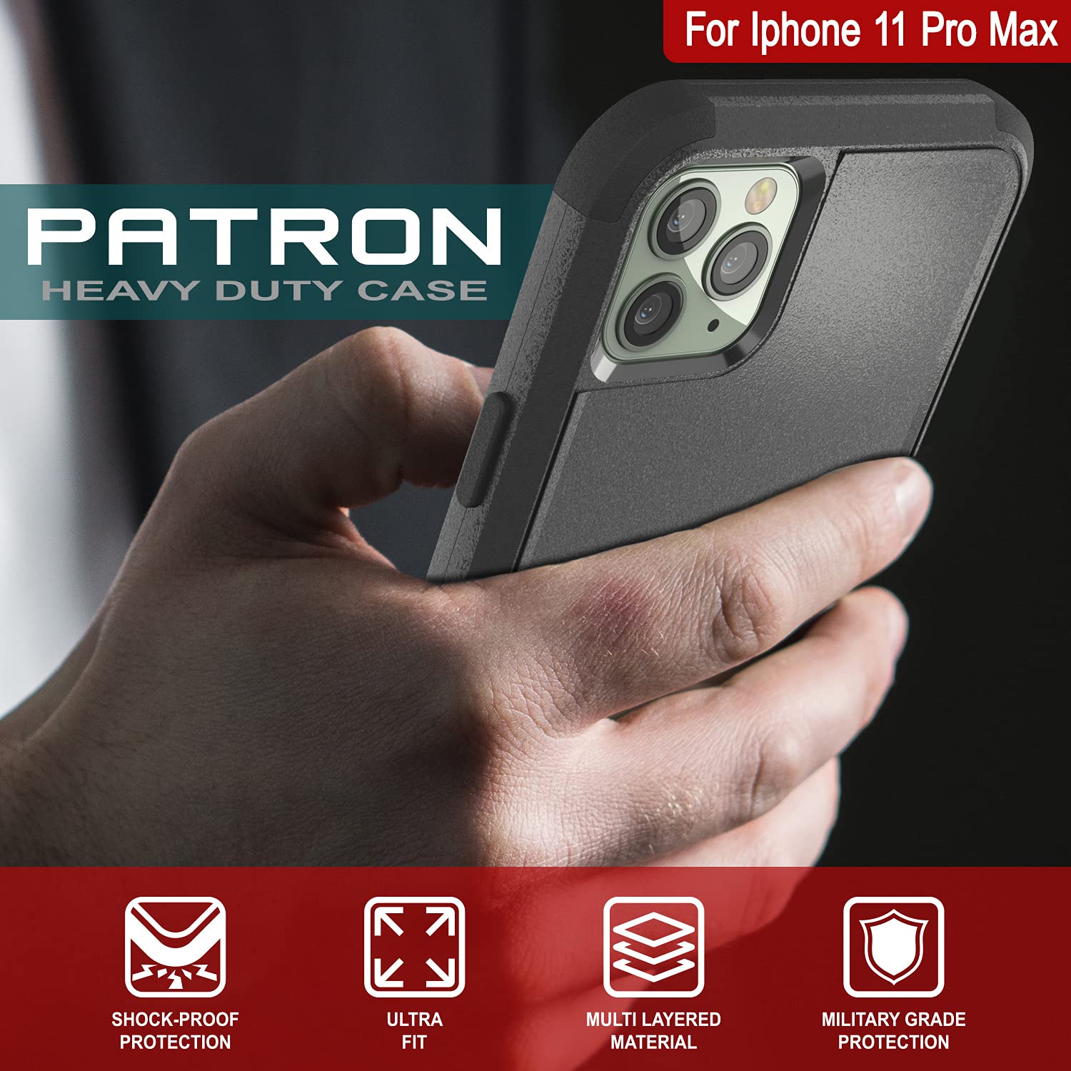 Punkcase Rugged Protective iPhone 11 Pro Max Case with Belt Clip & Kickstand - Shockproof Multi-Layer Cover for iPhone 11 Pro Max (6.5 inch, 2019) [Black] - Perfect for Outdoor Activities, Work & Daily Protection