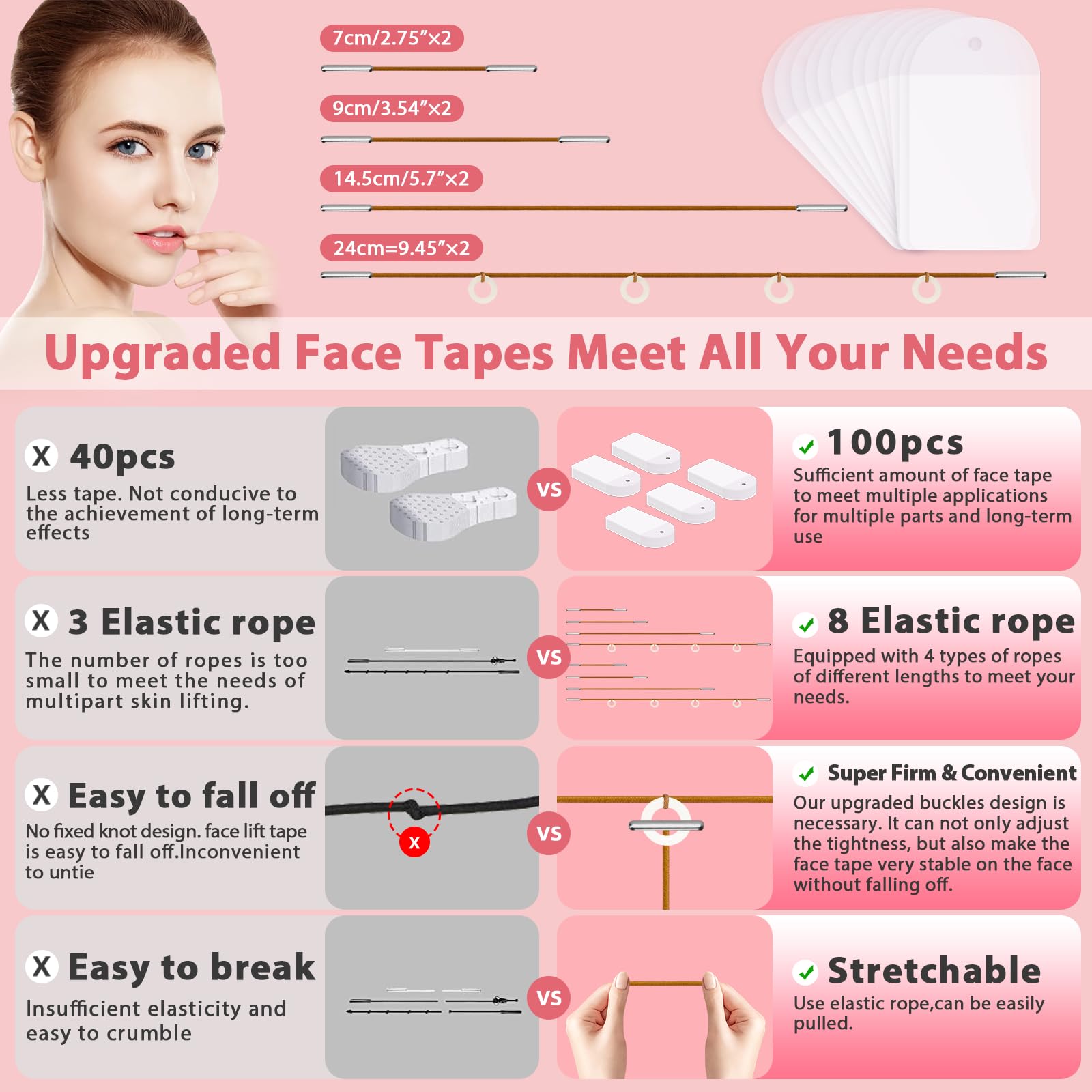 Instant Face Lift Tape - 140PCS Invisible Facial Tape for Eyes & Neck - Perfect for Makeup & Sagging Skin