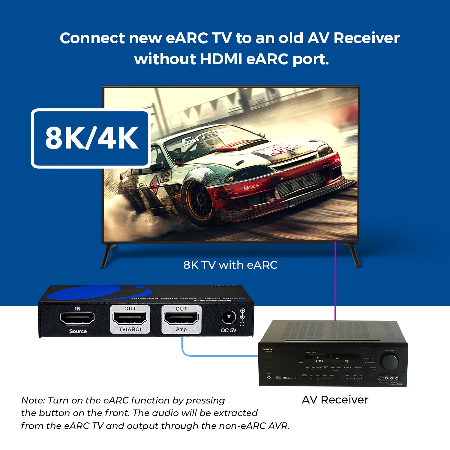 8K HDMI™ Audio Extractor with eARC Support - BK 927 | 4K 120Hz & 8K 60Hz HDR Passthrough | Dolby Atmos & DTS:X | for Home Theater, Gaming & Streaming Setup