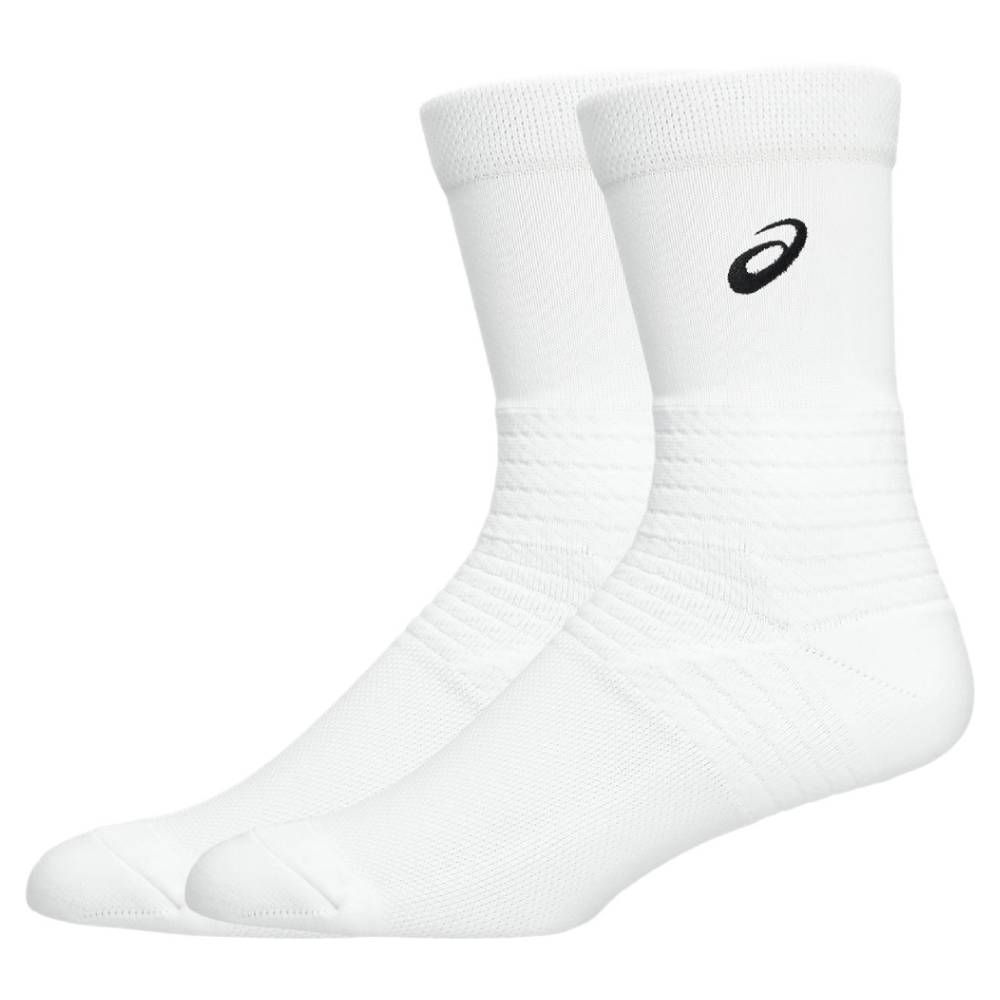 ASICS Resolution Crew Socks - White Athletic Performance Socks for Running, Basketball & Gym Workouts - Moisture-Wicking Cushioned Socks for Men & Women