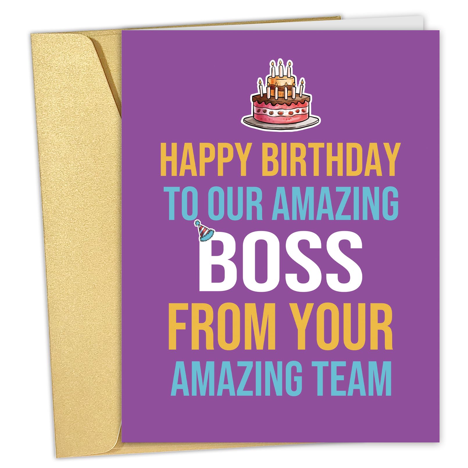 Qiliji Jumbo Birthday Card for Boss - Happy Birthday Greeting Card from Your Amazing Team - Large Boss Birthday Party Card - Perfect for Office Celebrations, Coworker Gifts & Special Occasions