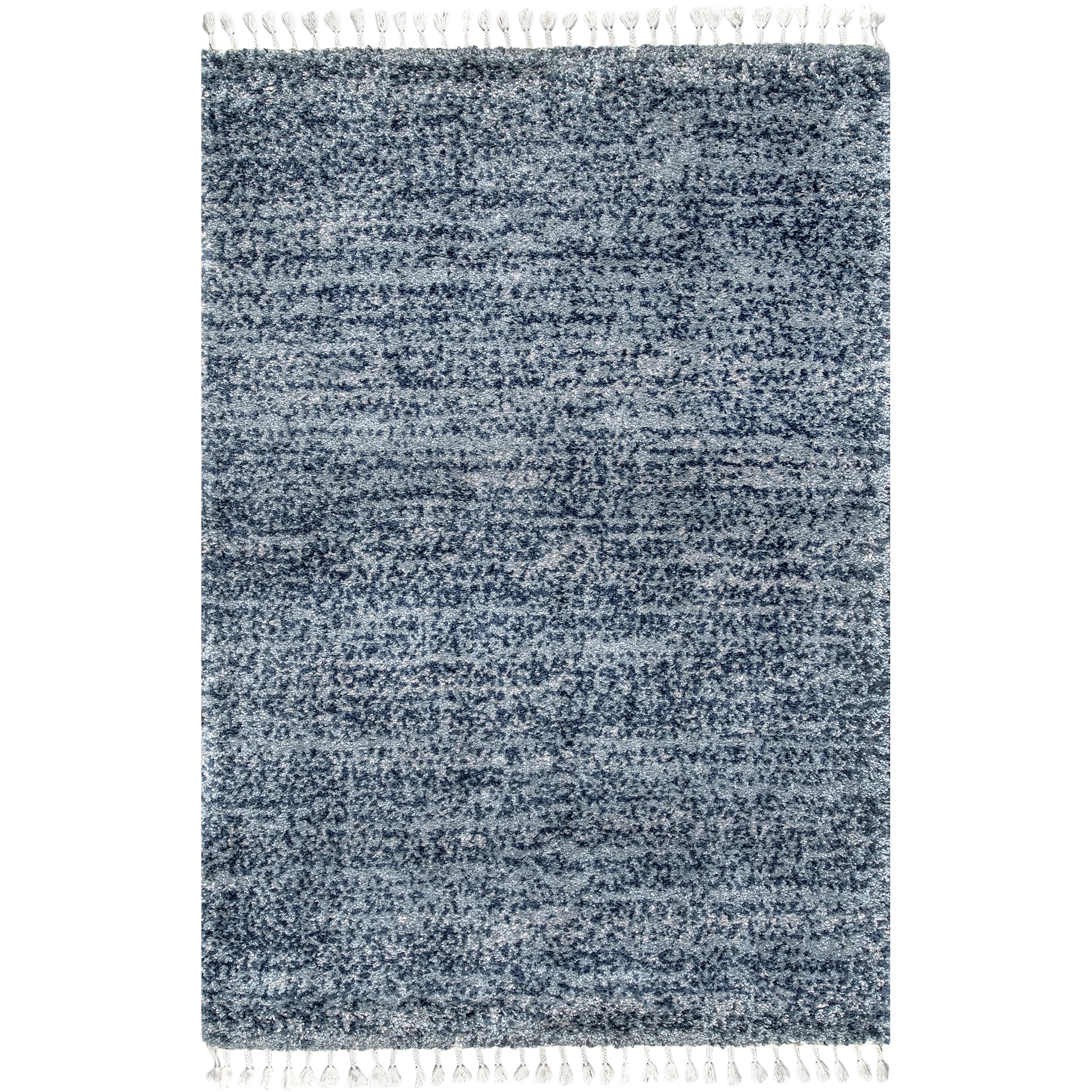 nuLOOM Brooke Shag Tasseled Area Rug - 5' x 5' Square Soft Shaggy Rug in Casual Blue & Ivory for Living Room, Bedroom, Dining Room, Nursery - Perfect for Cozy Home Decor & Kids Play Area