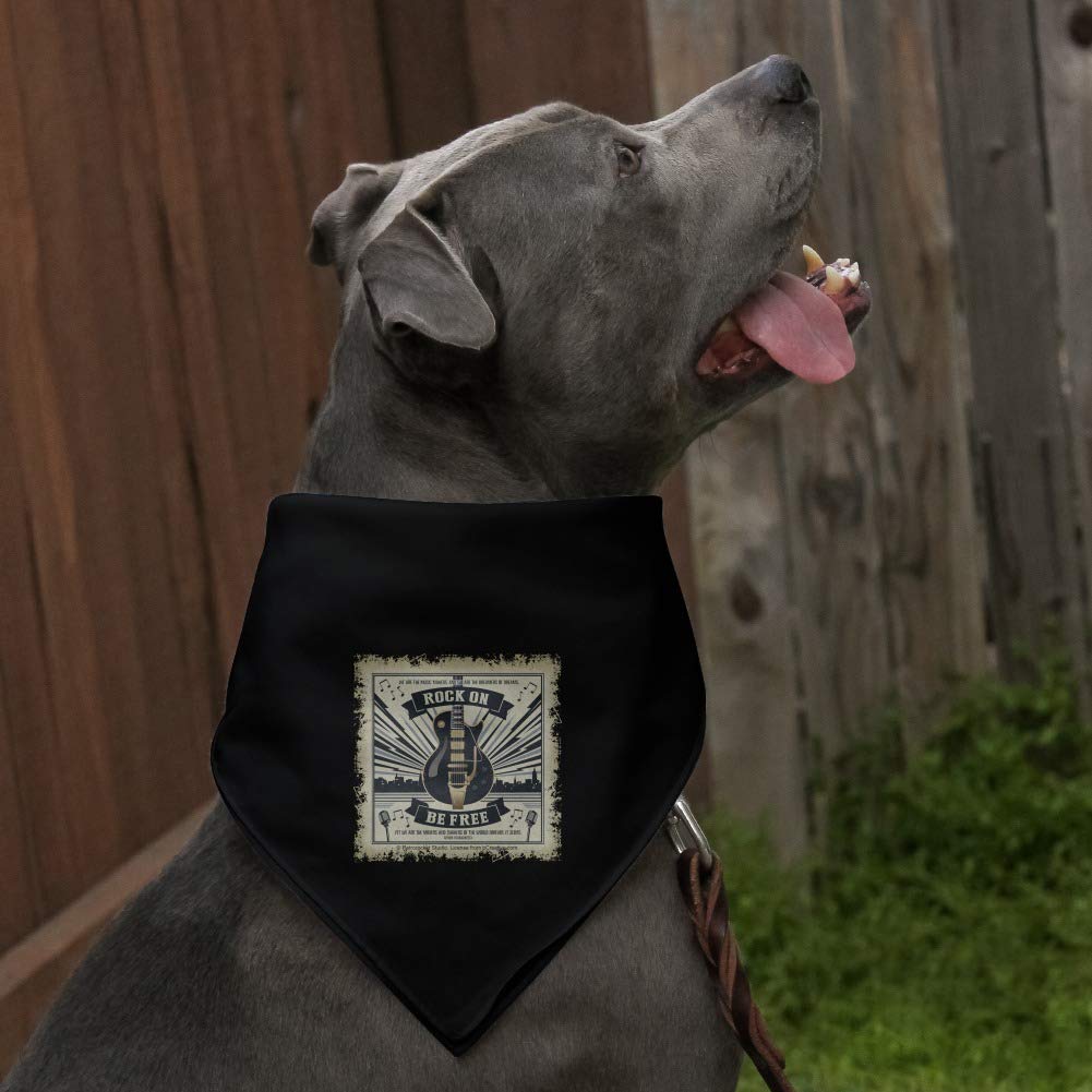 Rock On Be Free Guitar Bandana for Dogs - Stylish Pet Bandana with Music Theme - Perfect for Concerts, Parties & Outdoor Adventures