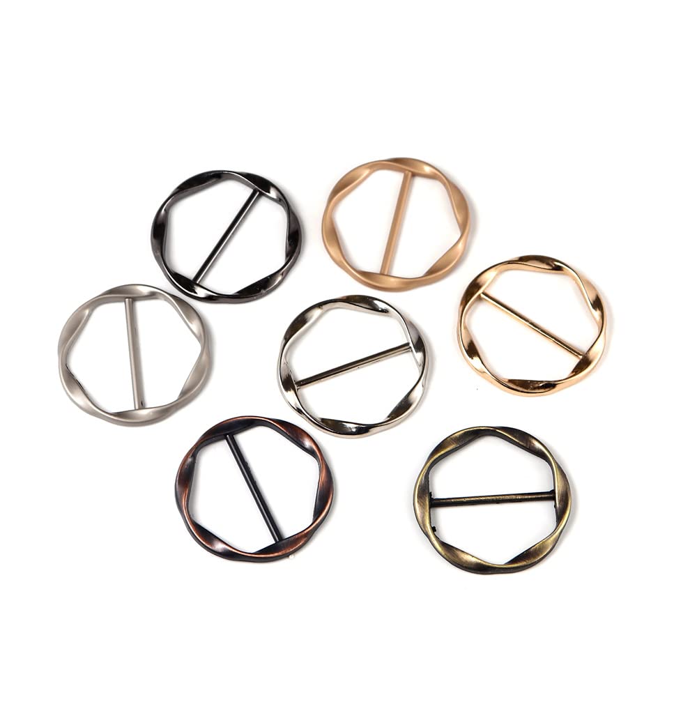 7-Piece Silk Scarf Ring Set - Clip Slides & Shirt Knot Rings for Women & Men - Round Buckle Circle Rings for T-Shirts, Scarves & Hijab Accessories - Perfect for Fashion Styling, Office Wear & Special Occasions