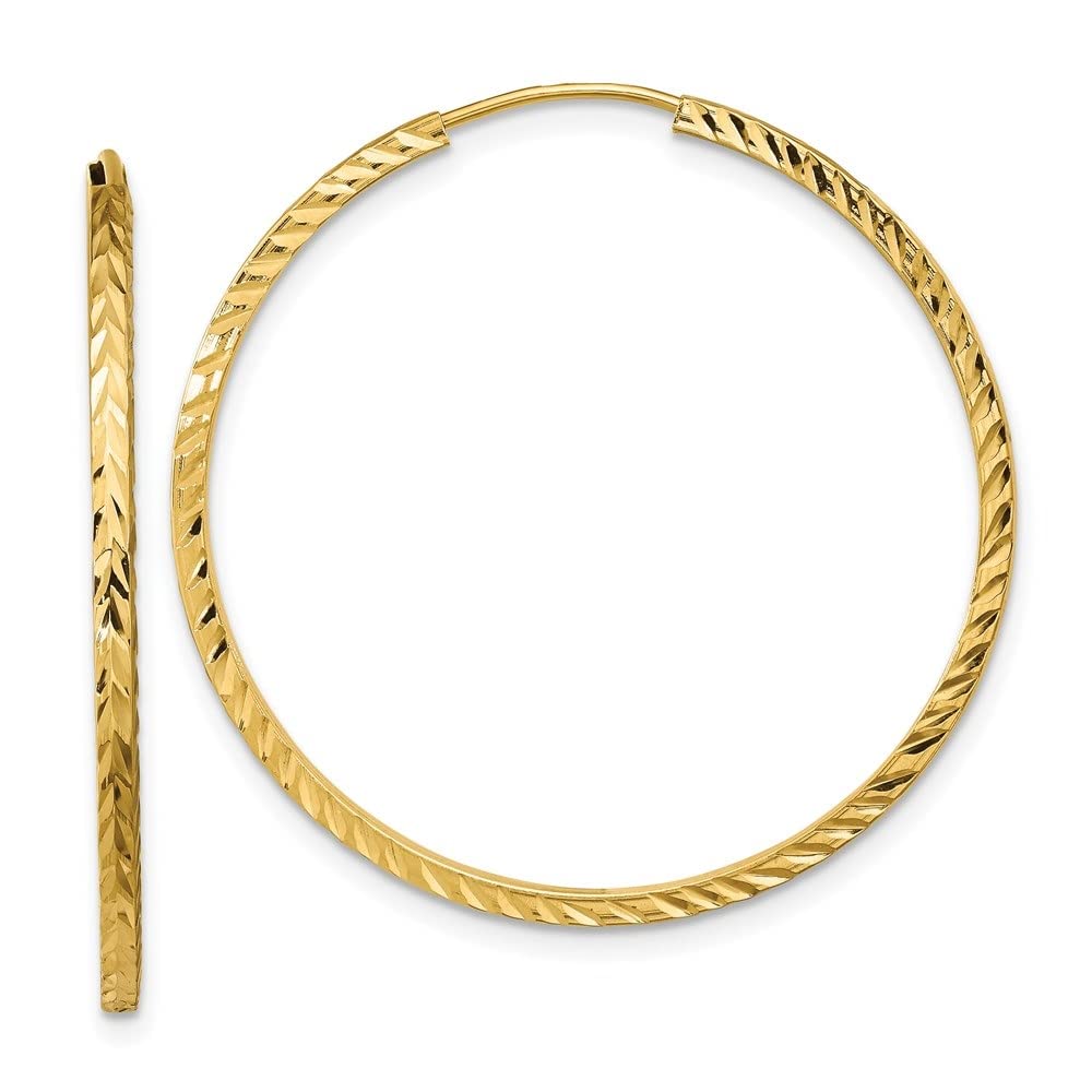 14K Gold Diamond-Cut Square Tube Hoop Earrings for Women - Elegant & Timeless Jewelry for Everyday Wear, Parties & Special Occasions