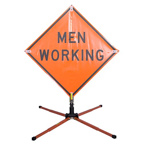 TrafFix Single Spring Portable Sign Stand - Heavy Duty Traffic Safety Cone Base for Construction, Parking, and Roadside Use (1 Unit)