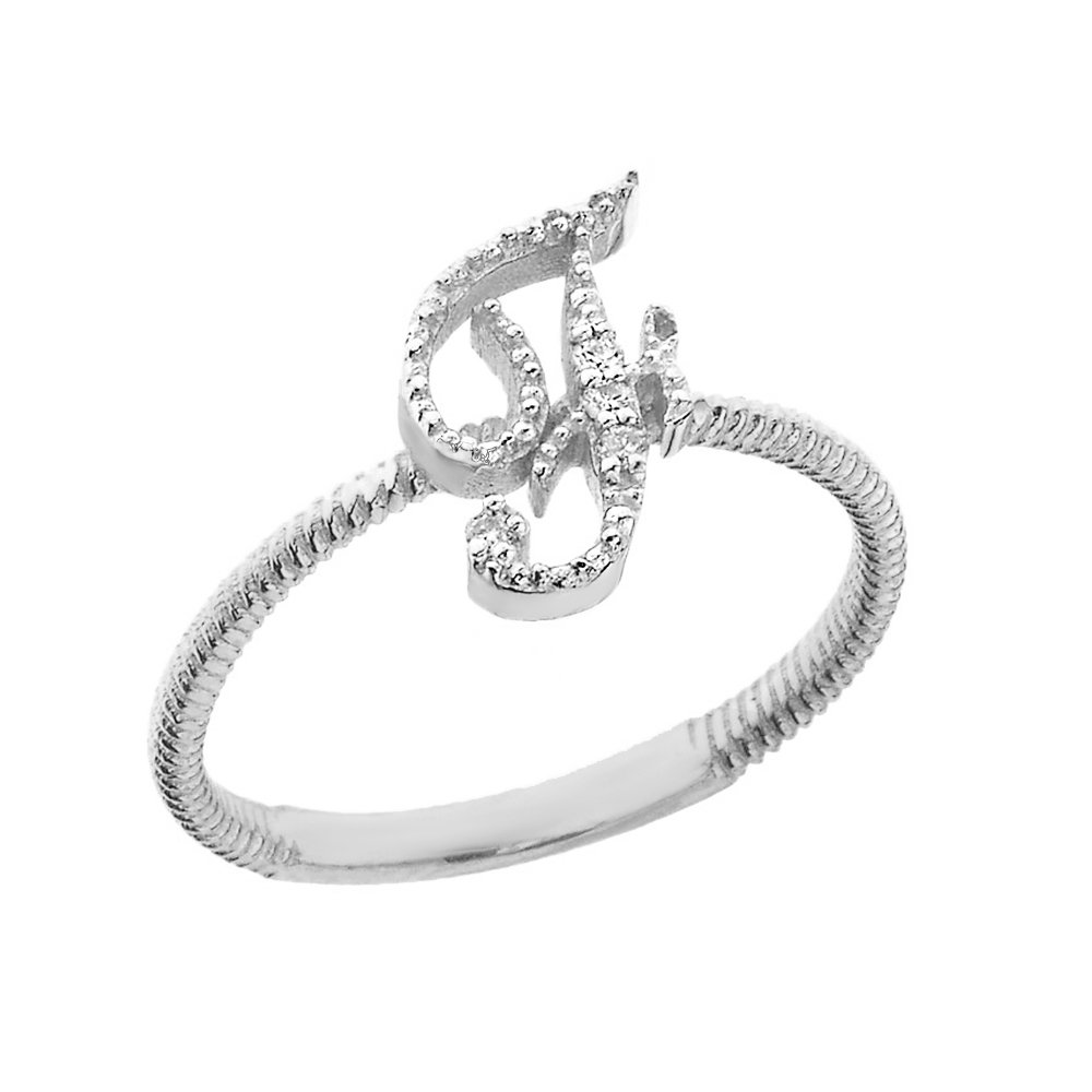10K White Gold Diamond Initial Letter 