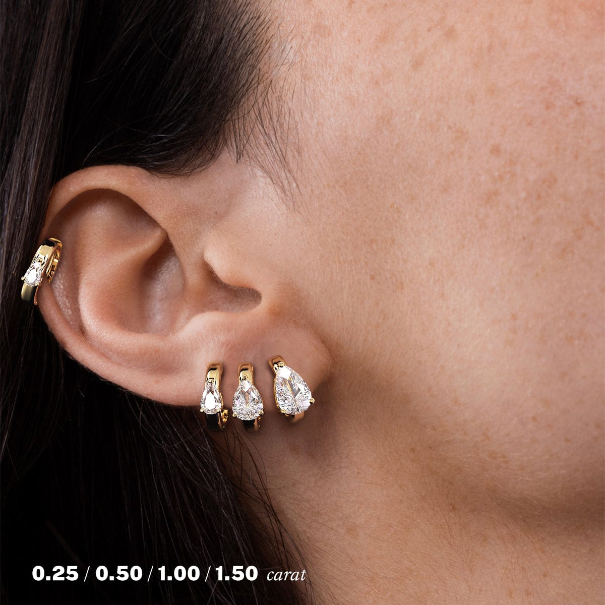 2 Carat Pear Cut Diamond Hoop Earrings - 14K White Gold Dangle Earrings for Women, Perfect for Weddings, Parties & Special Occasions