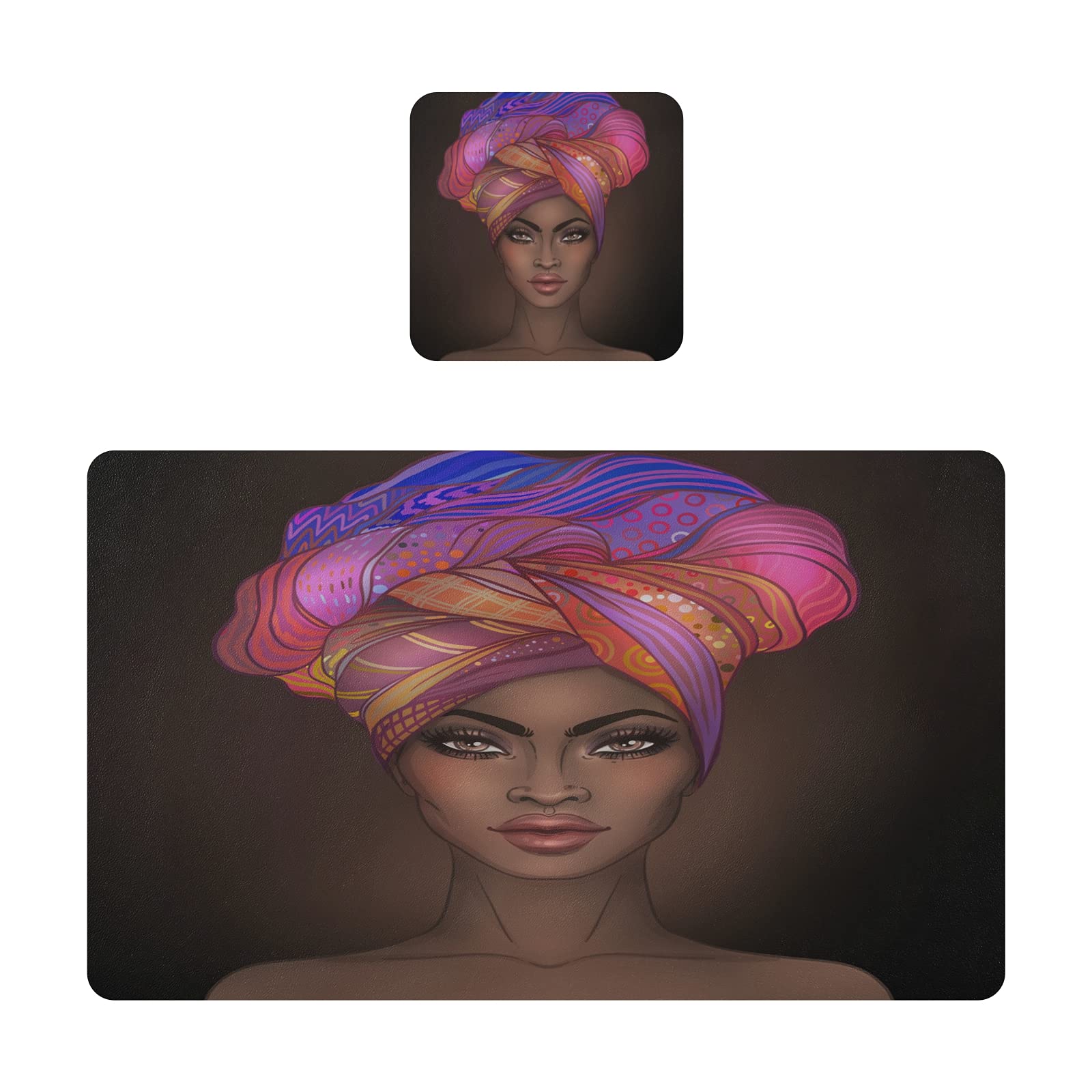 ALAZA African American Girl Placemats Set - Heat Resistant Washable Table Mats for Dining Room Decor (1 Placemat + 1 Coaster) - Perfect for Family Dinners, Parties & Home Decor
