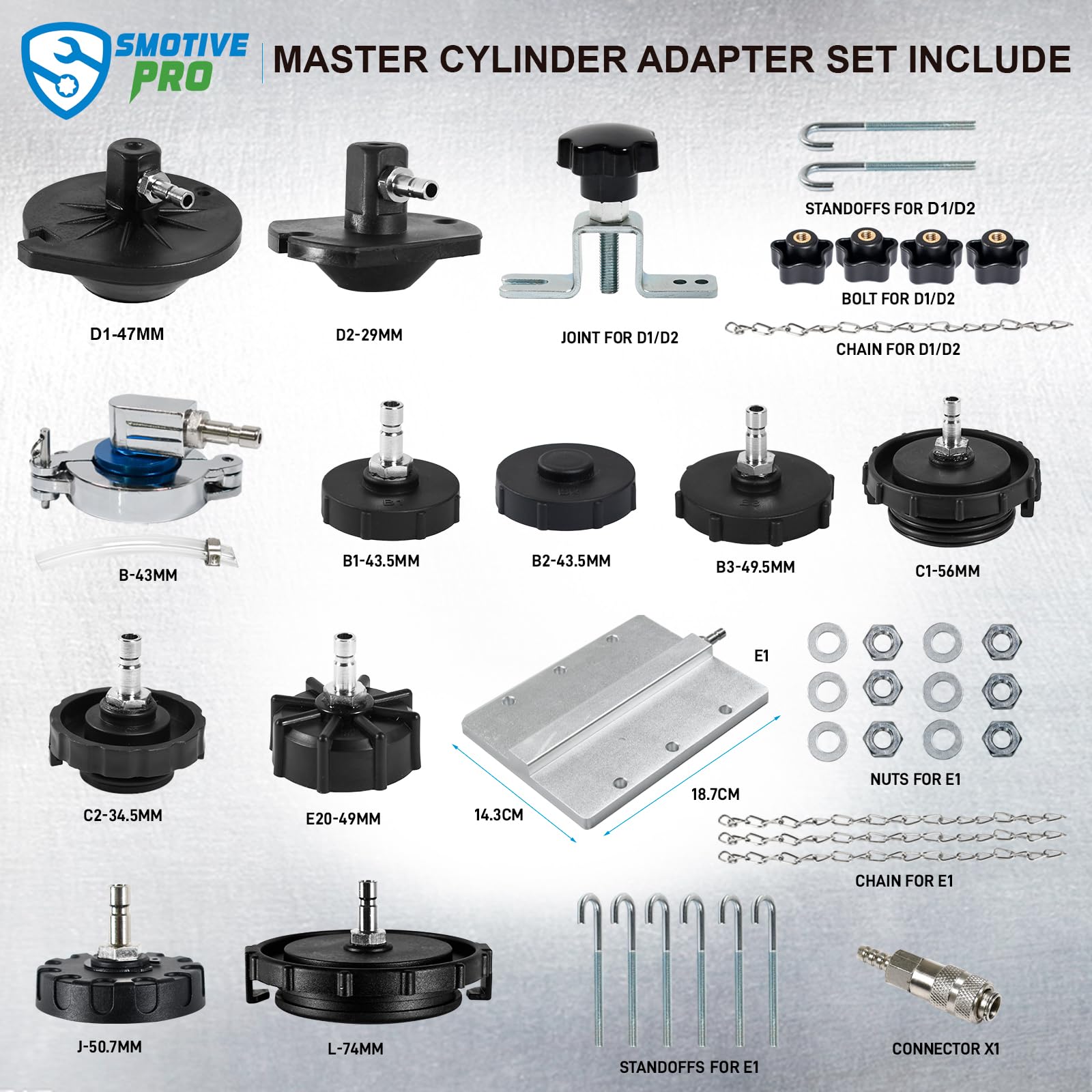 12-Piece Professional Brake Master Cylinder Bleeder Kit - Universal Brake Bleeder Adapter Set for Most Vehicles - Perfect for DIY Brake Maintenance & Fluid Replacement