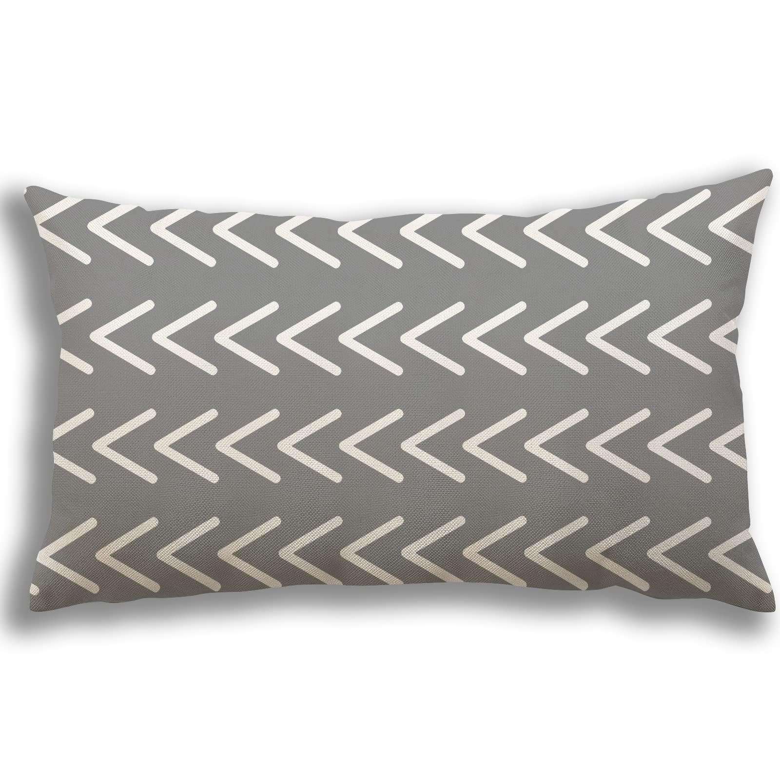 YCOLL 12x20 Lumbar Pillow Covers Set of 4 - Breathable Linen Fabric Sofa Throw Pillow Covers for Couch, Bed, Car & Outdoor Use - Modern Decorative Gray Pillow Cases - Perfect for Home, Office & Travel Comfort