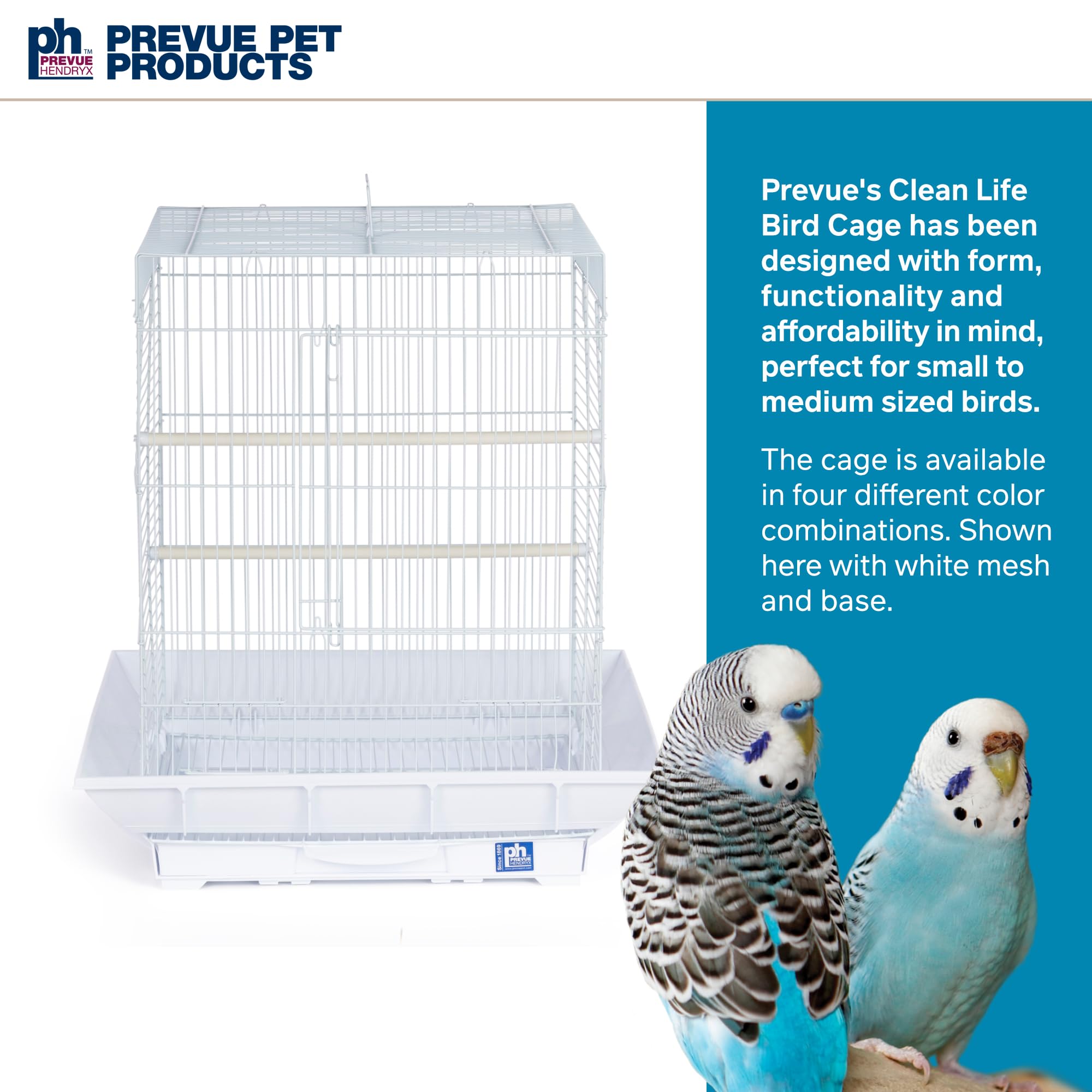 Prevue Hendryx SP850W/W White Cockatiel Bird Cage with 1/2