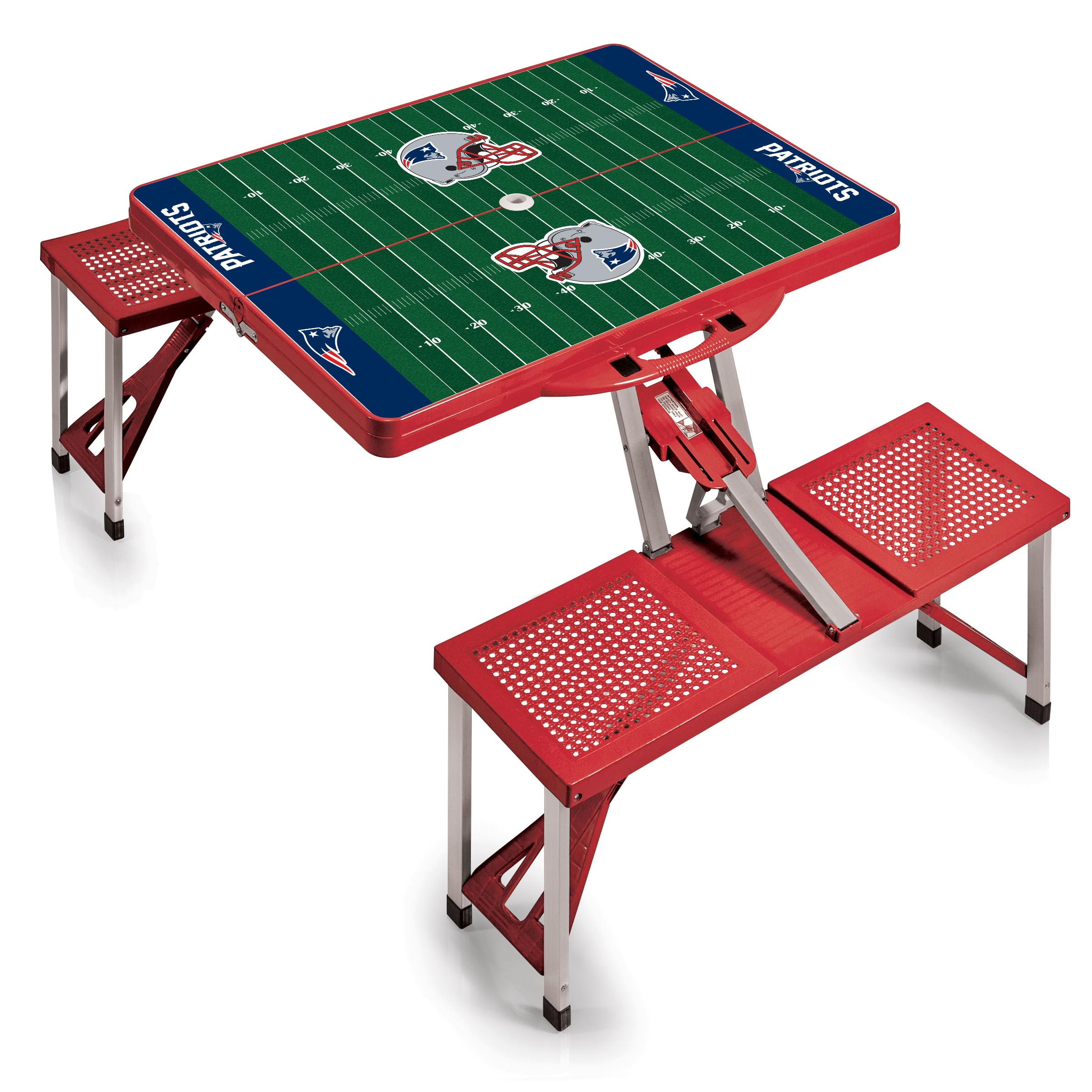 PICNIC TIME NFL Portable Folding Picnic Table with Built-in Seats & Umbrella - Perfect for Tailgating, Beach Outings & Outdoor Parties