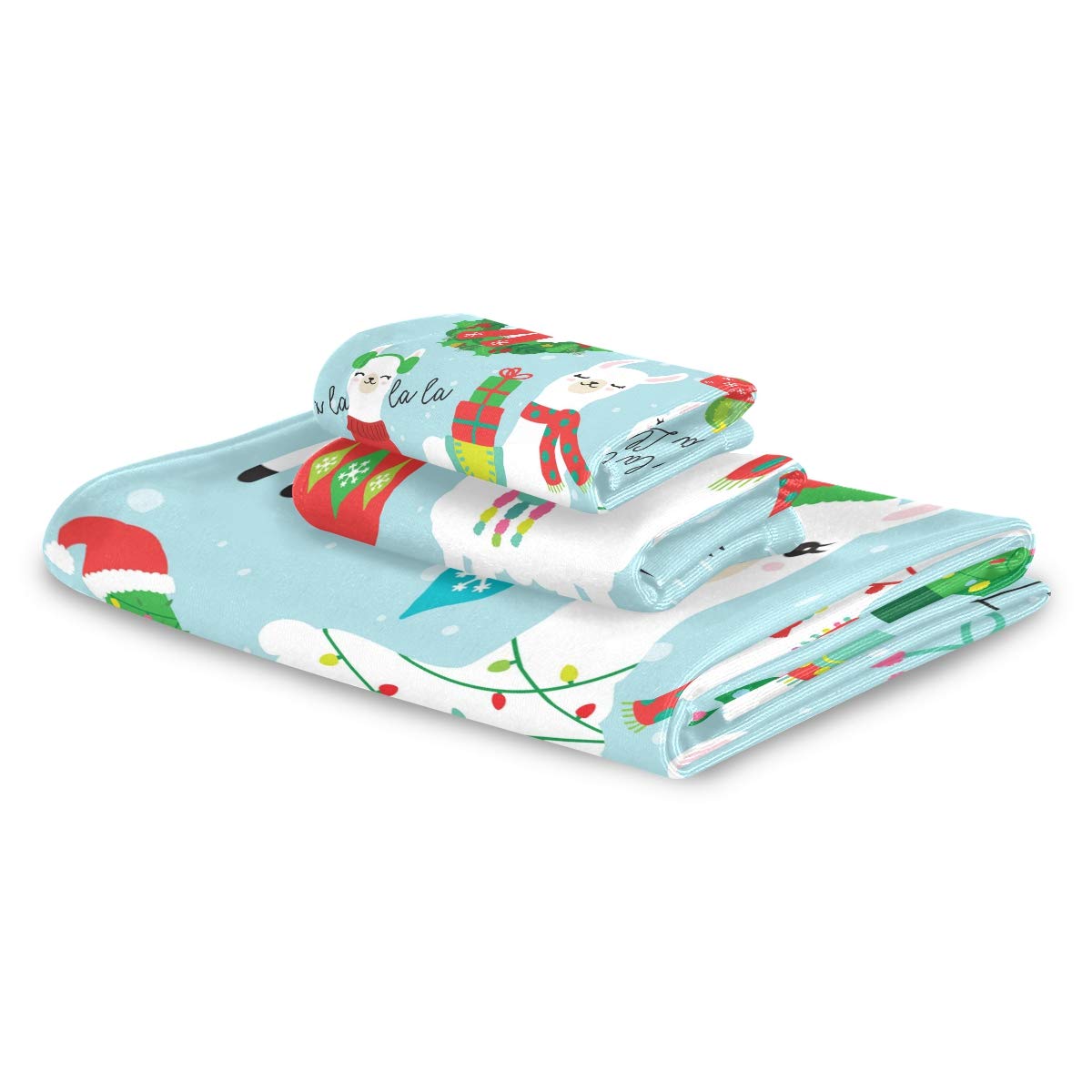 Christmas Llama Alpaca Towel Set - 3-Piece Soft & Absorbent Bath Towels for Winter, Snow, Spa - Home, Hotel, Gym & Swim Decor - Perfect for Holiday Gifts & Cozy Bathroom Essentials