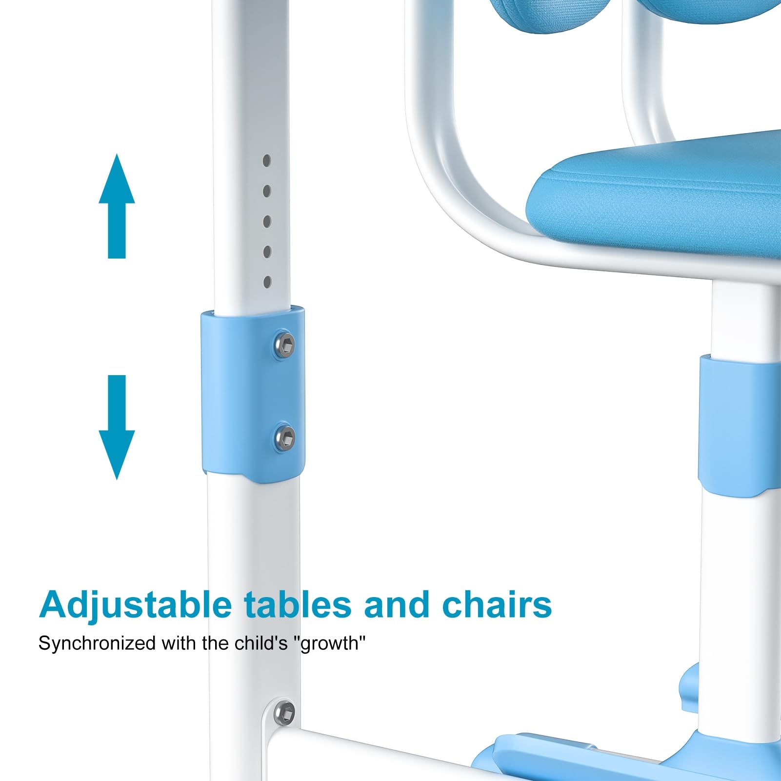 Adjustable Kids Study Desk and Chair Set with Storage Drawer & Bookstand - Ergonomic Blue Children's Learning Table for Home Schooling, Online Classes & Homework - Perfect for Small Spaces & Growing Students