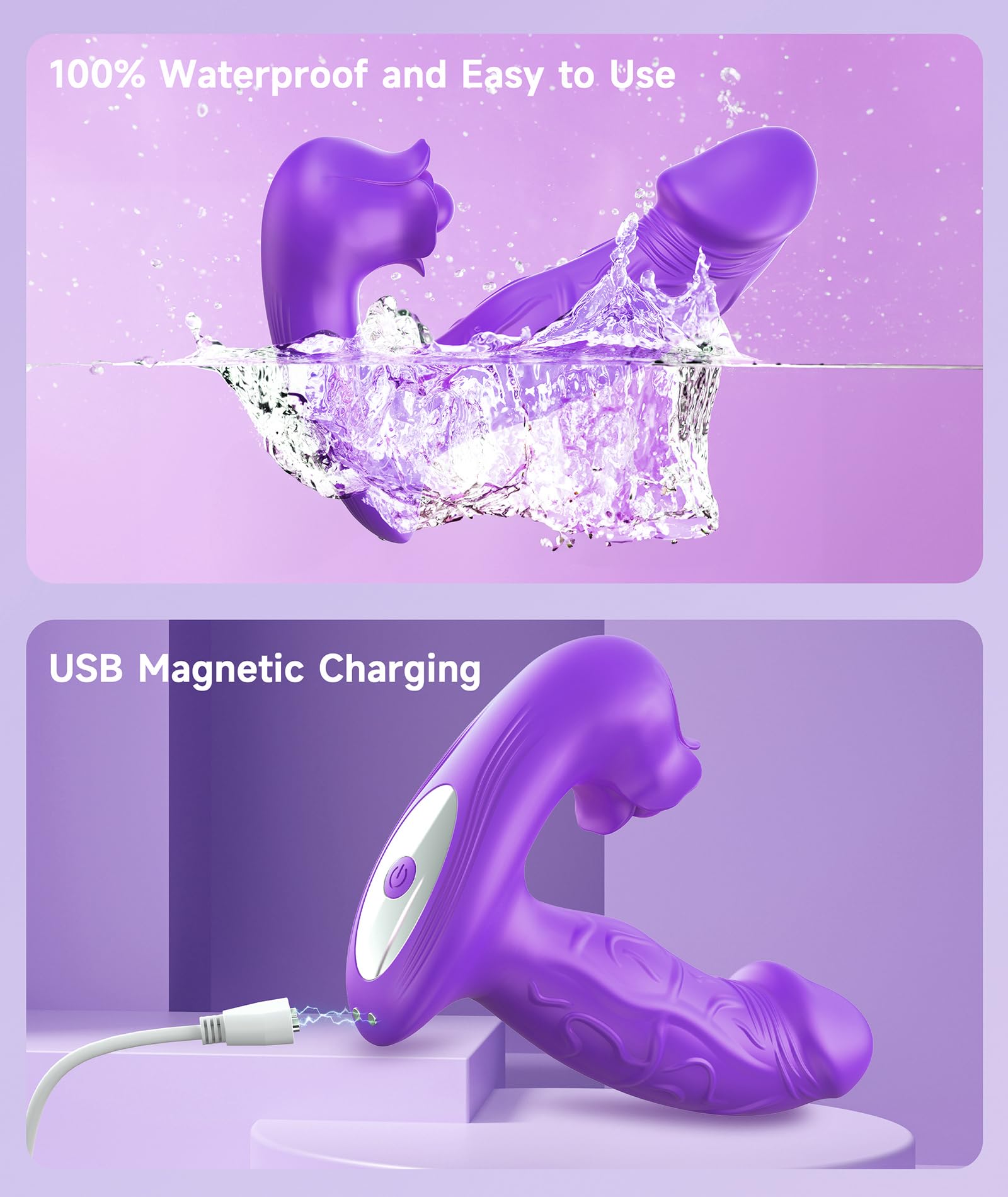 Premium 3-in1 App Remote Control Vibrator for Women - 9 Vibration & 9 Tapping Modes, Wearable G-Spot & Clitoral Stimulator, Couples Sex Toy for Long Distance Play (Purple) | Perfect for Solo Play, Couples Fun & LDR Intimacy