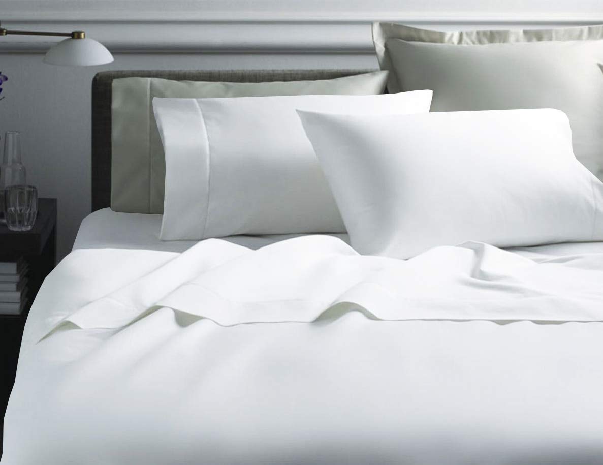 Premium 1000 Thread Count 100% Egyptian Cotton Flat Sheet - California King/Western King Size, White Solid - Ultra Soft & Breathable for Luxury Bedding Comfort - Perfect for Master Bedrooms, Hotels & Guest Rooms