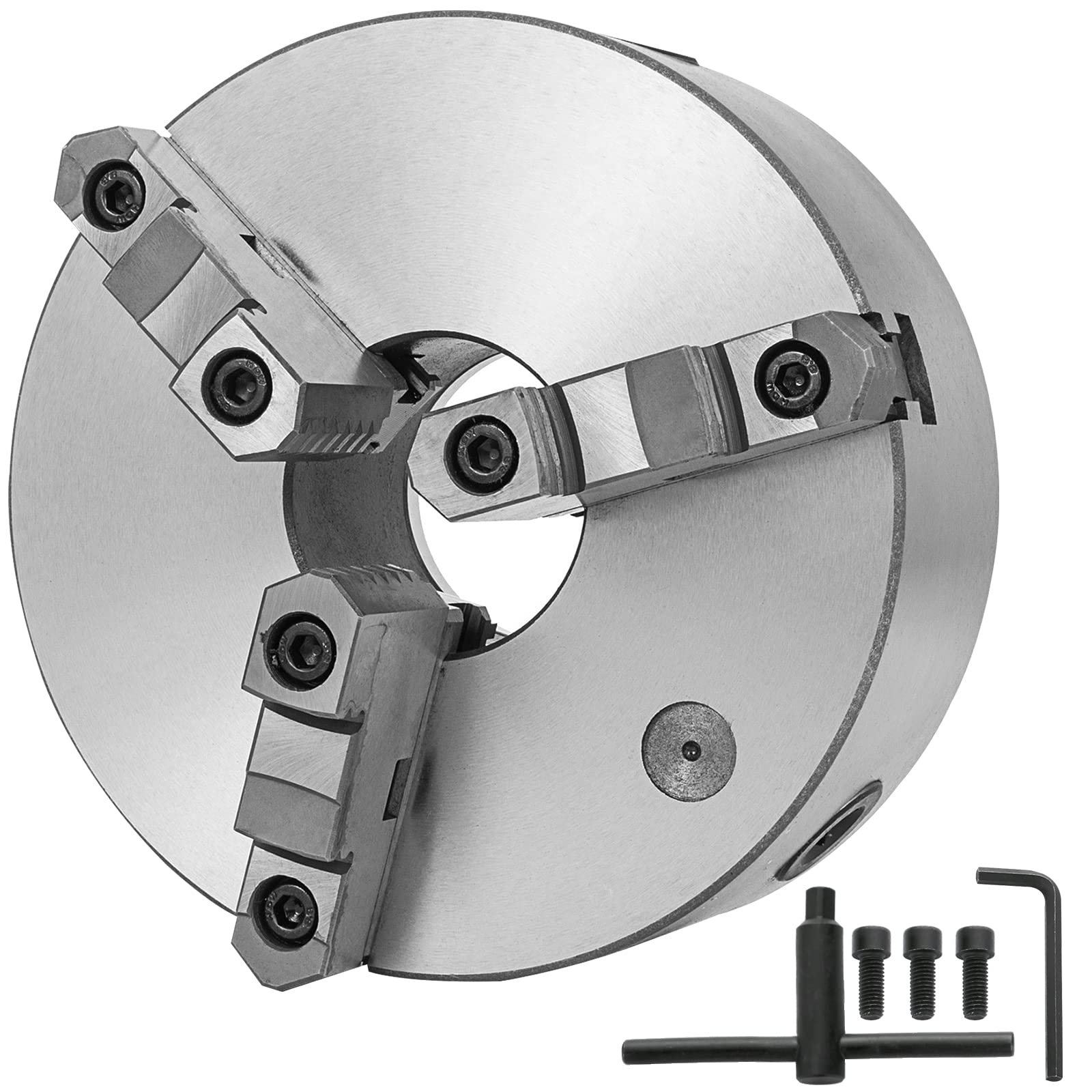 OrangeA K11-200 8 Inch 3 Jaw Self Centering Lathe Chuck - Hardened Steel Jaws for Internal & External Grinding - Compatible with Lathe, Drilling & Milling Machines - Perfect for Metalworking, Woodturning & DIY Projects
