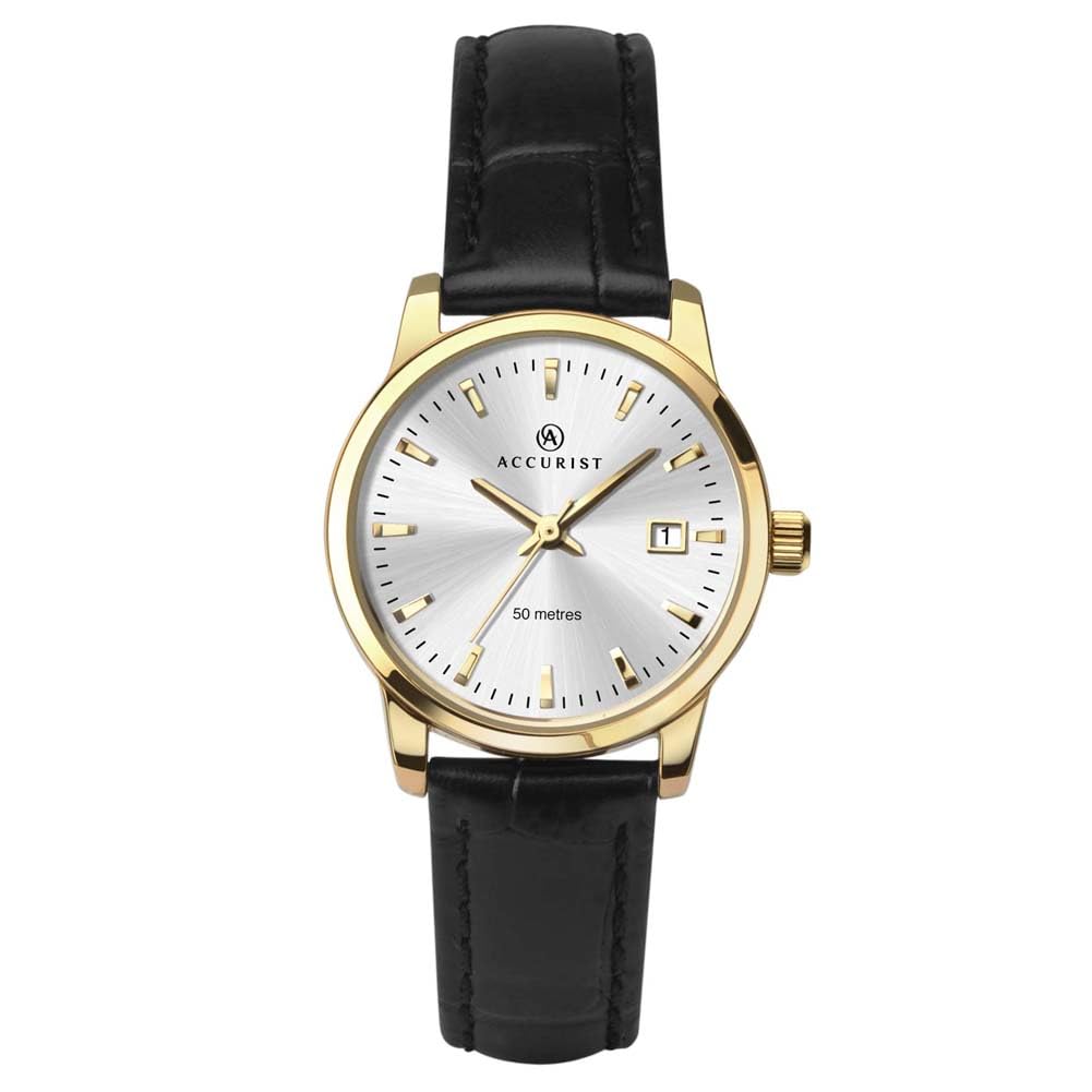 Accurist Ladies Watch 8104 - Elegant Silver-Tone Stainless Steel Wristwatch with Date Window, Perfect for Work, Parties & Everyday Wear