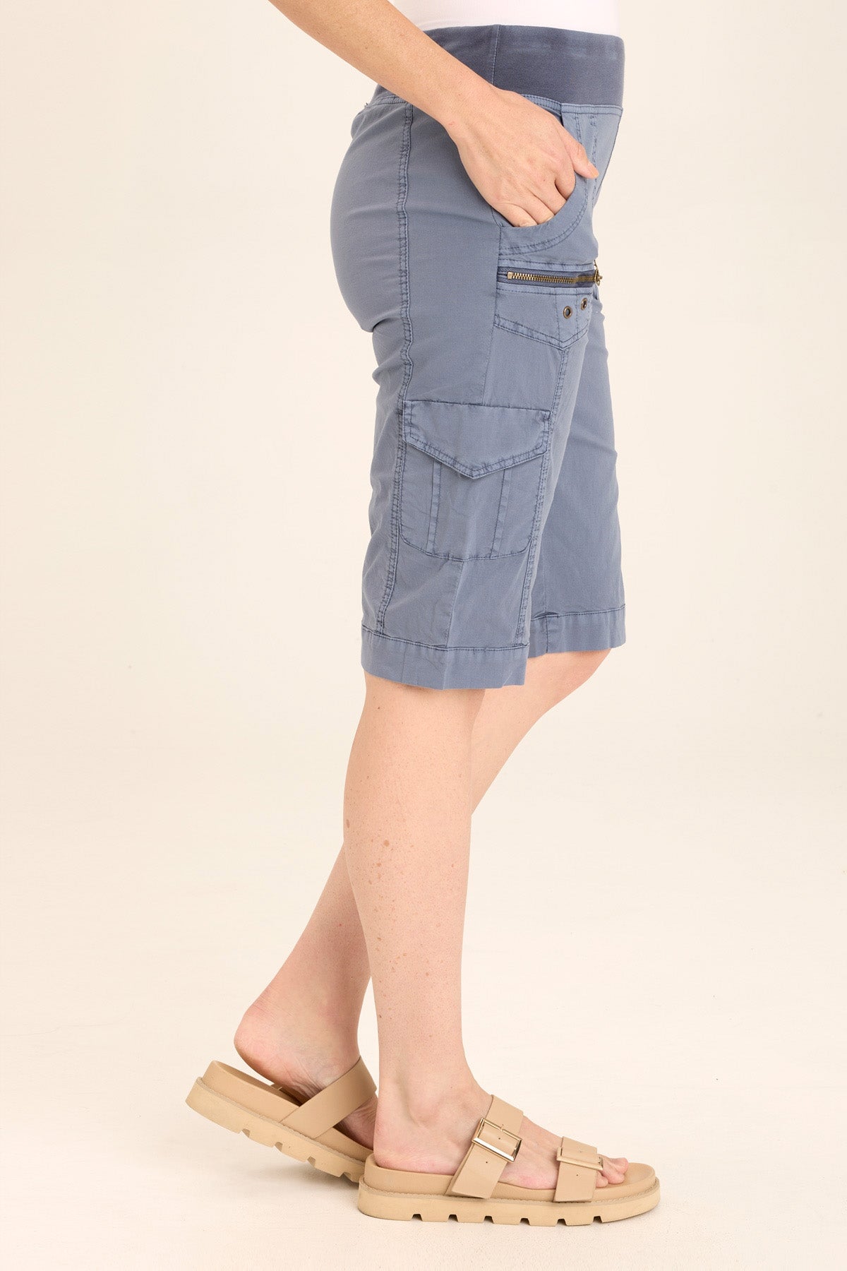 Zola Stretch Poplin Bermuda Shorts for Women - Comfortable Casual Summer Shorts with Elastic Waist | Perfect for Beach, Travel & Everyday Wear